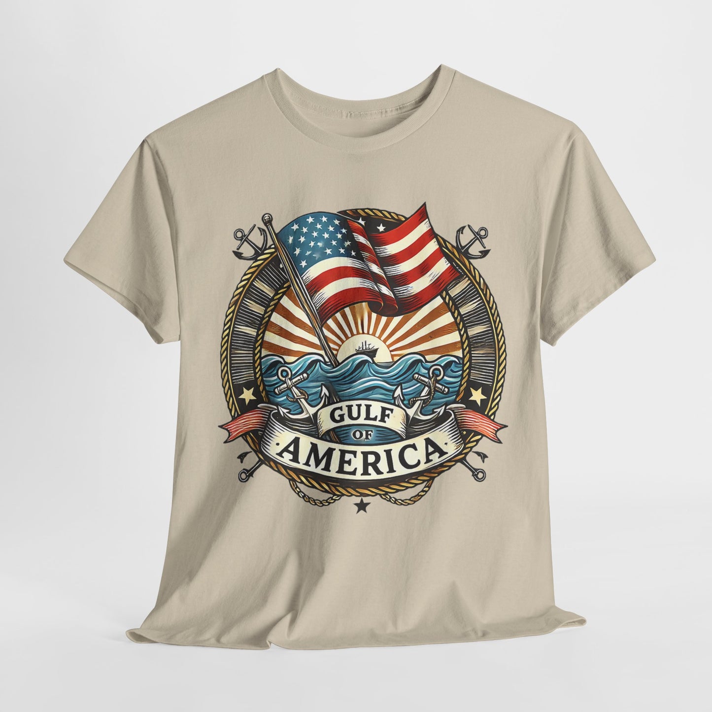 Heavy Cotton Tee "Gulf of America" Unisex - Vintage Patriotic Graphic T-Shirt