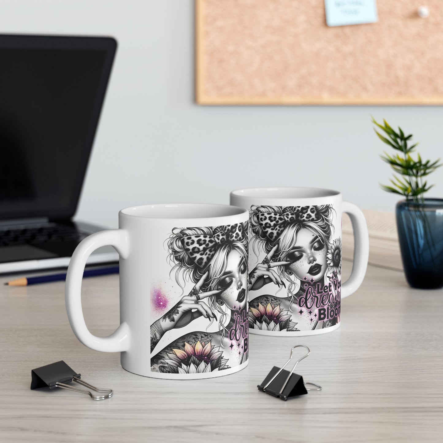 "Let Your Dreams Bloom" Ceramic Mug – Floral Inspiration for Your Daily Brew Start each day with motivation and a touch of nature's beauty.