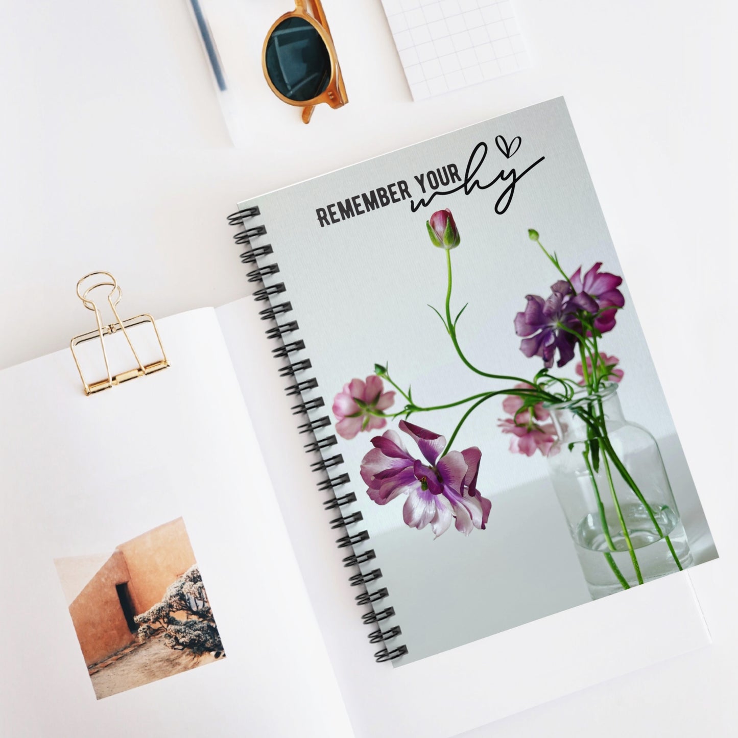 Floral Inspirational Spiral Notebook - "Remember Your Why"