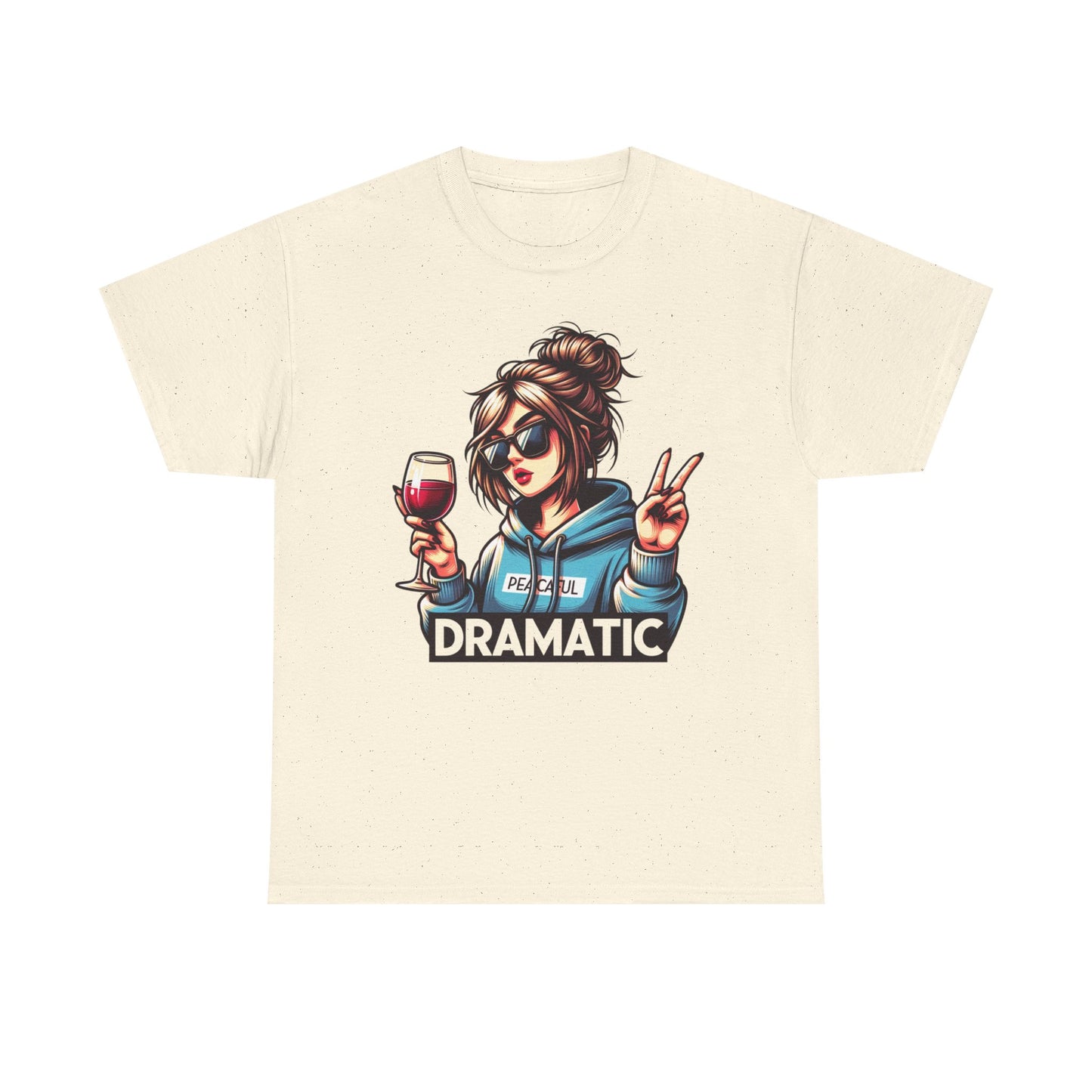 Dramatic Peaceful Wine Lover Tee - Unisex Heavy Cotton T-Shirt