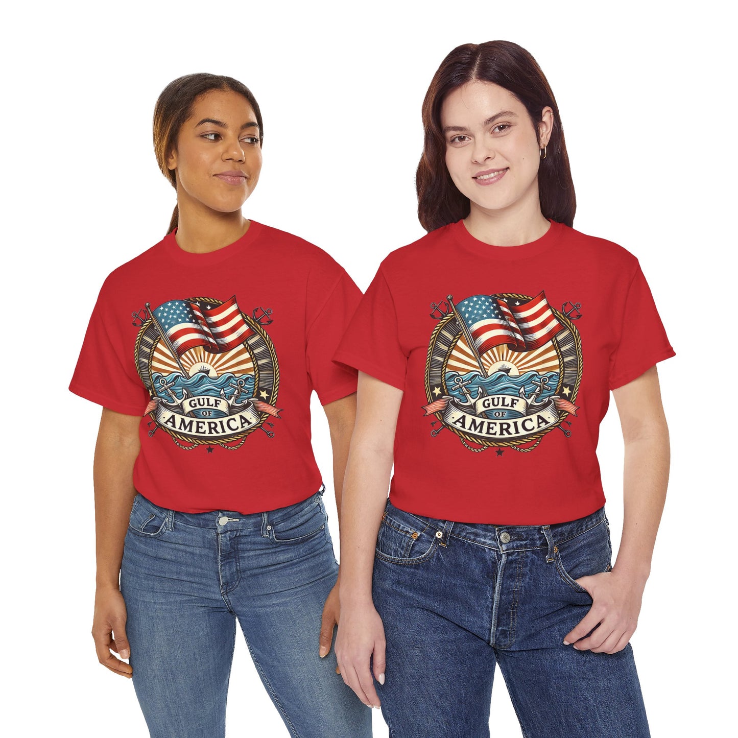 Heavy Cotton Tee "Gulf of America" Unisex - Vintage Patriotic Graphic T-Shirt