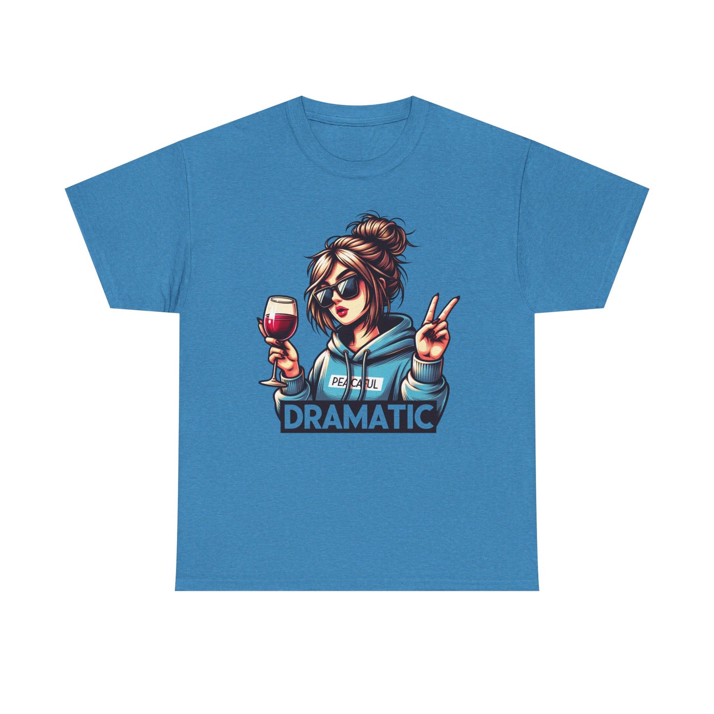 Dramatic Peaceful Wine Lover Tee - Unisex Heavy Cotton T-Shirt