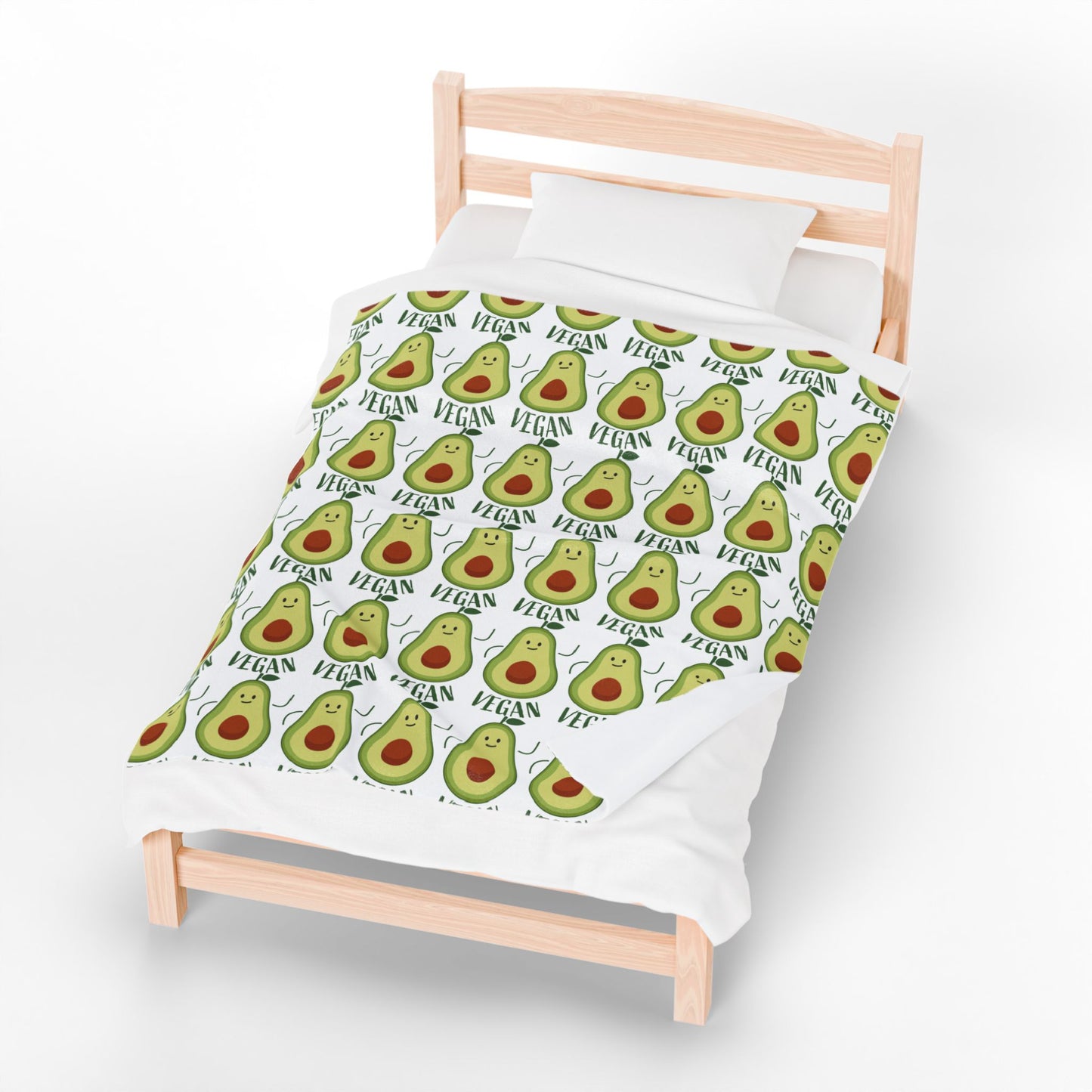 Plush Blanket - Vegan Avocado Pattern, Cute Cozy Colorful Funny Design