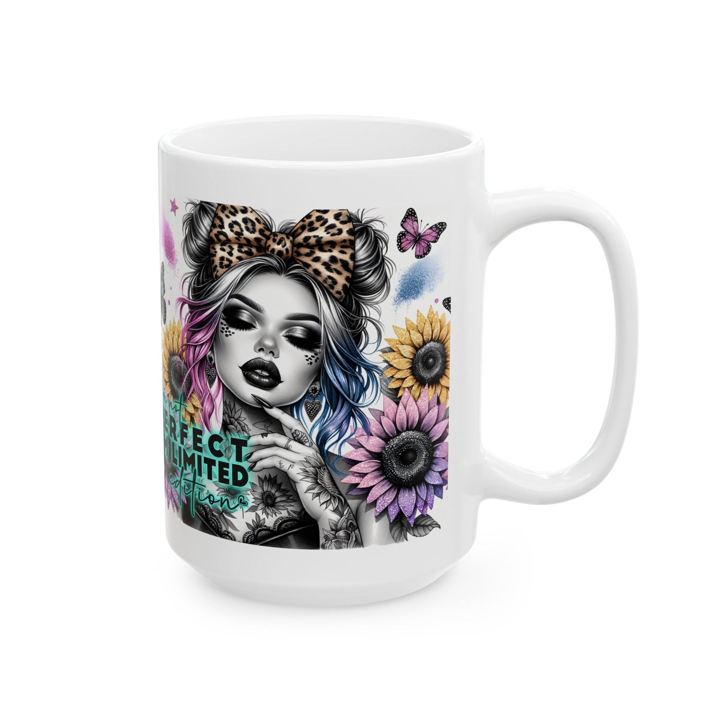 "I'm not perfect, I'm unlimited" Unique Floral Ceramic Mug