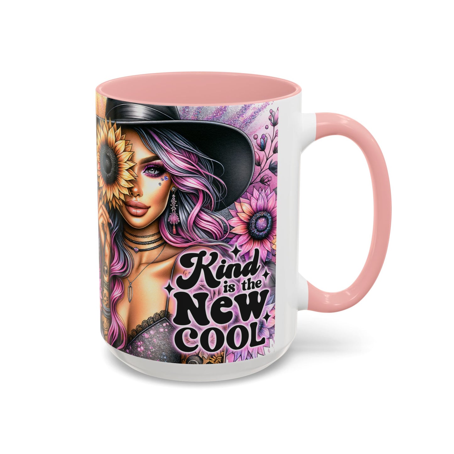 Floral Accent Mug - 15oz Kindness is the New Cool Coffee Cup