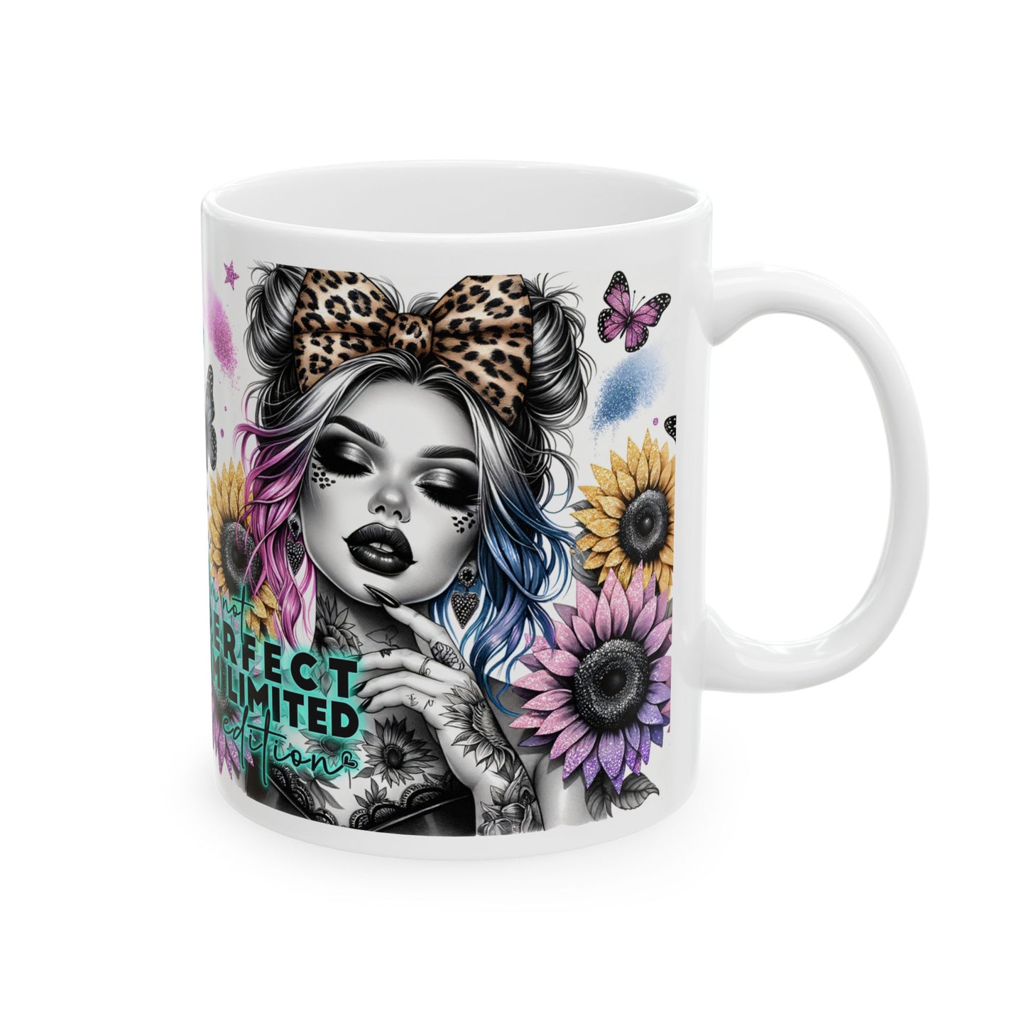 "I'm not perfect, I'm unlimited" Unique Floral Ceramic Mug