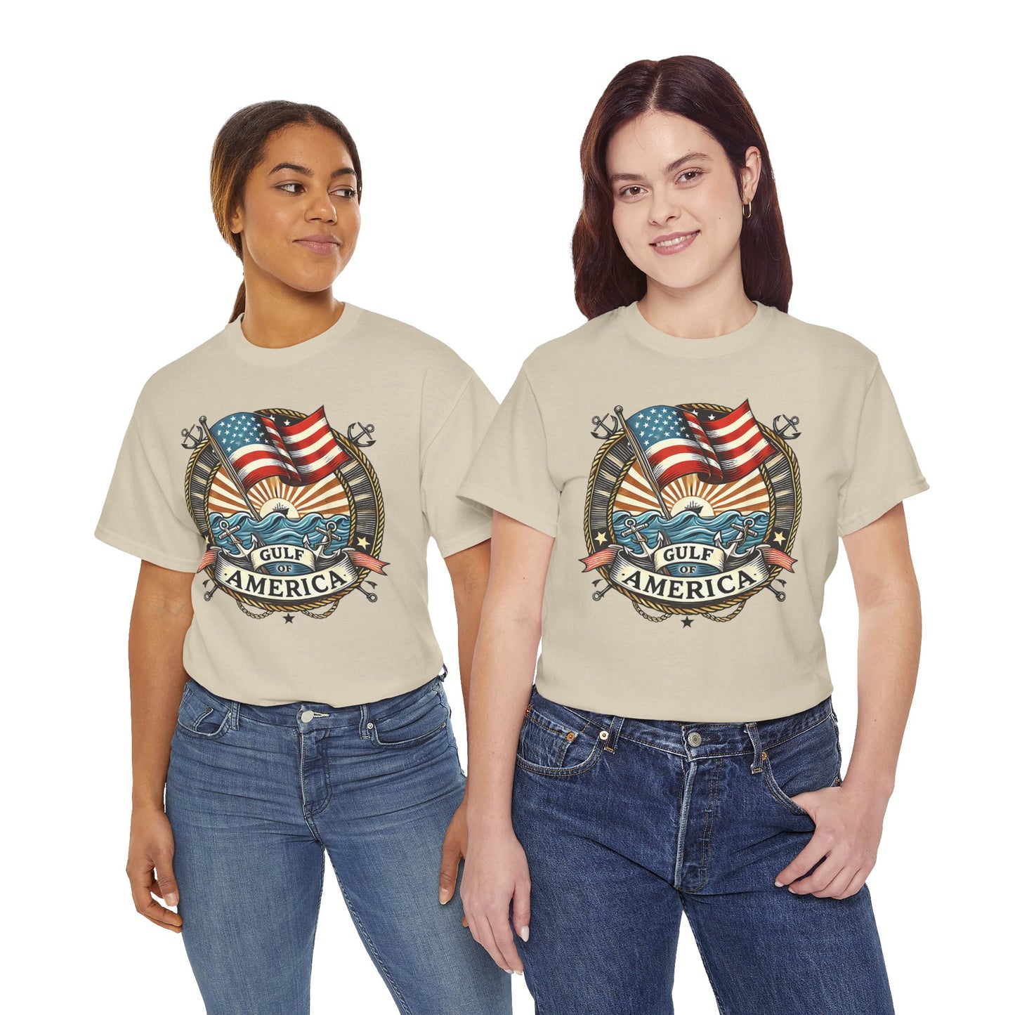 Heavy Cotton Tee "Gulf of America" Unisex - Vintage Patriotic Graphic T-Shirt