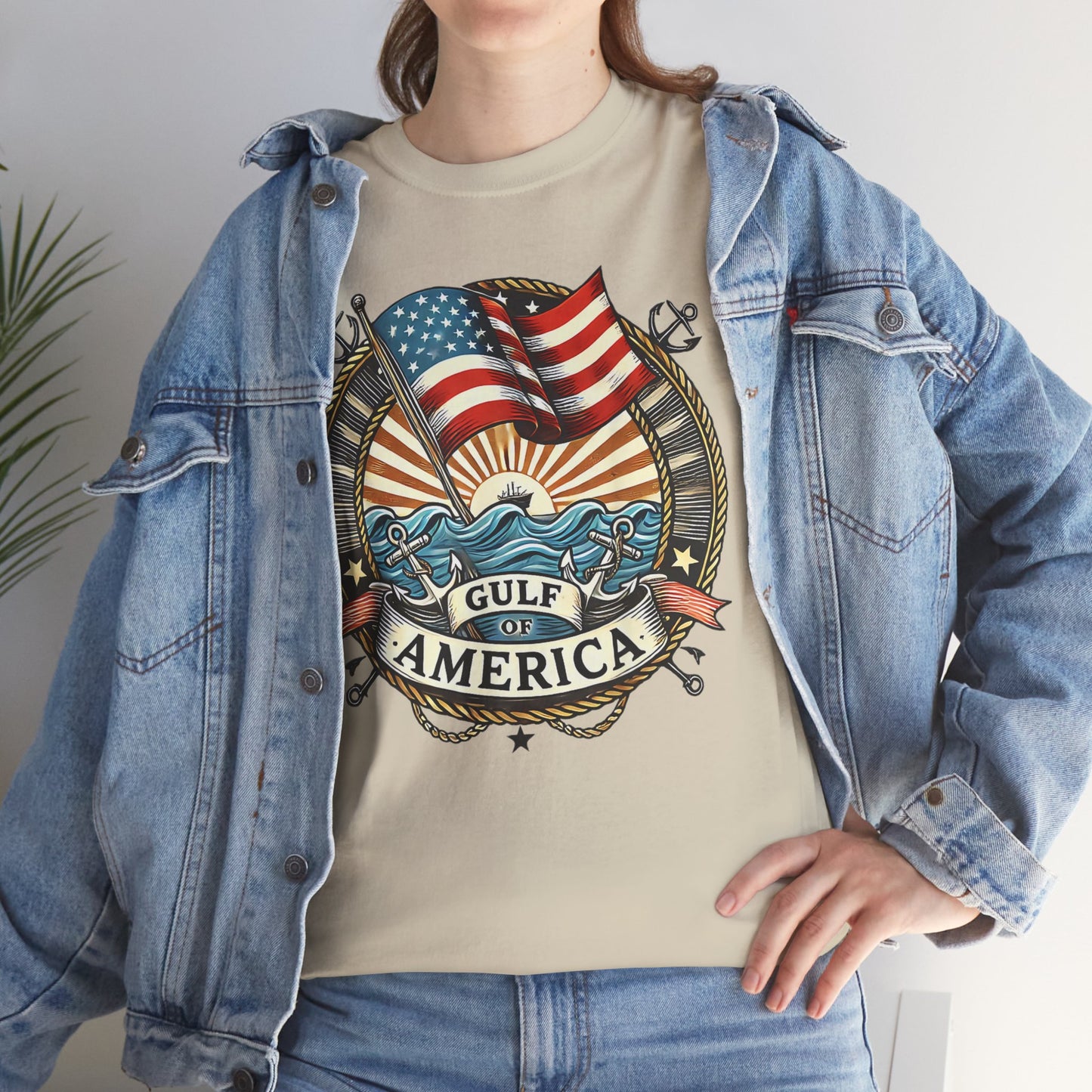 Heavy Cotton Tee "Gulf of America" Unisex - Vintage Patriotic Graphic T-Shirt