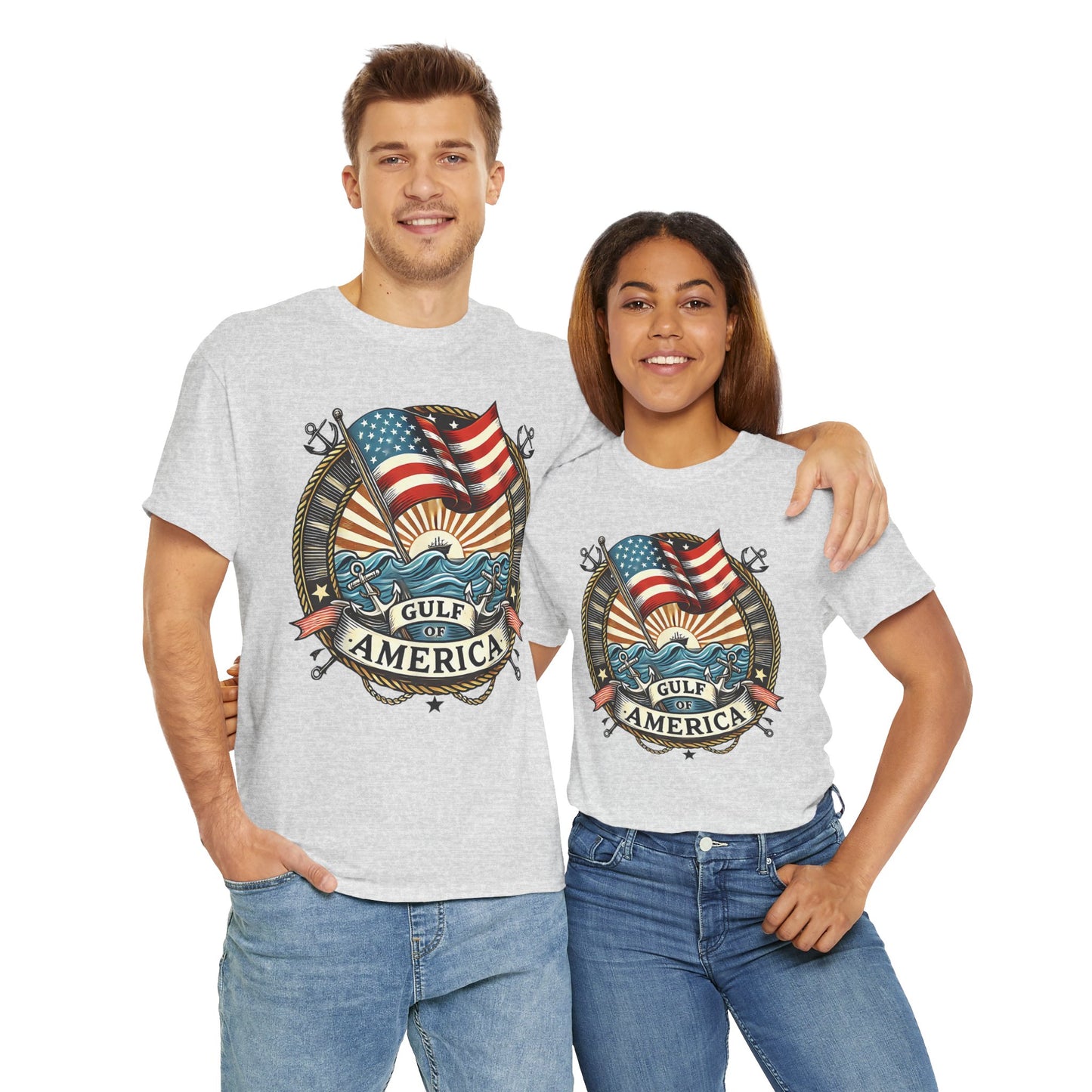Heavy Cotton Tee "Gulf of America" Unisex - Vintage Patriotic Graphic T-Shirt