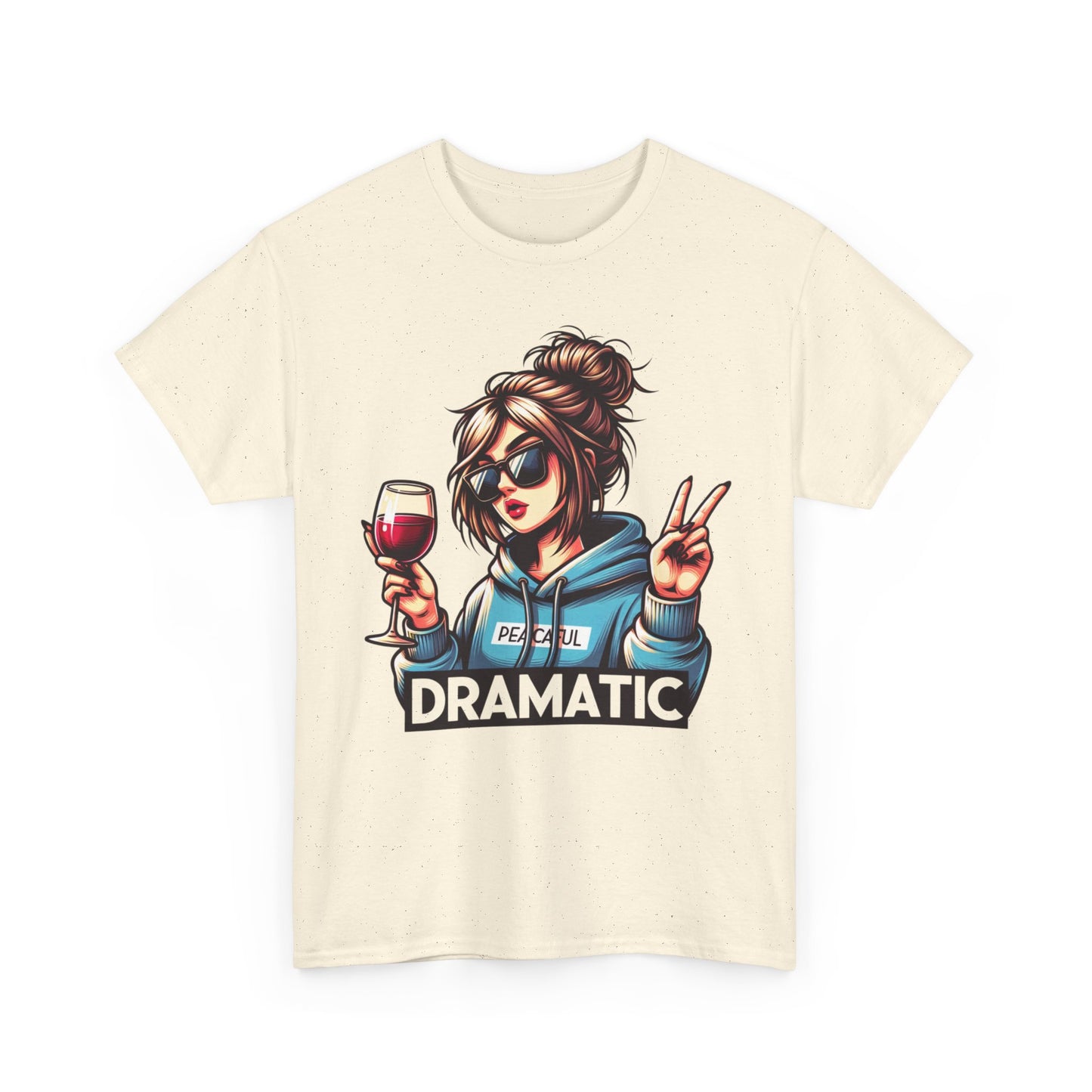 Dramatic Peaceful Wine Lover Tee - Unisex Heavy Cotton T-Shirt