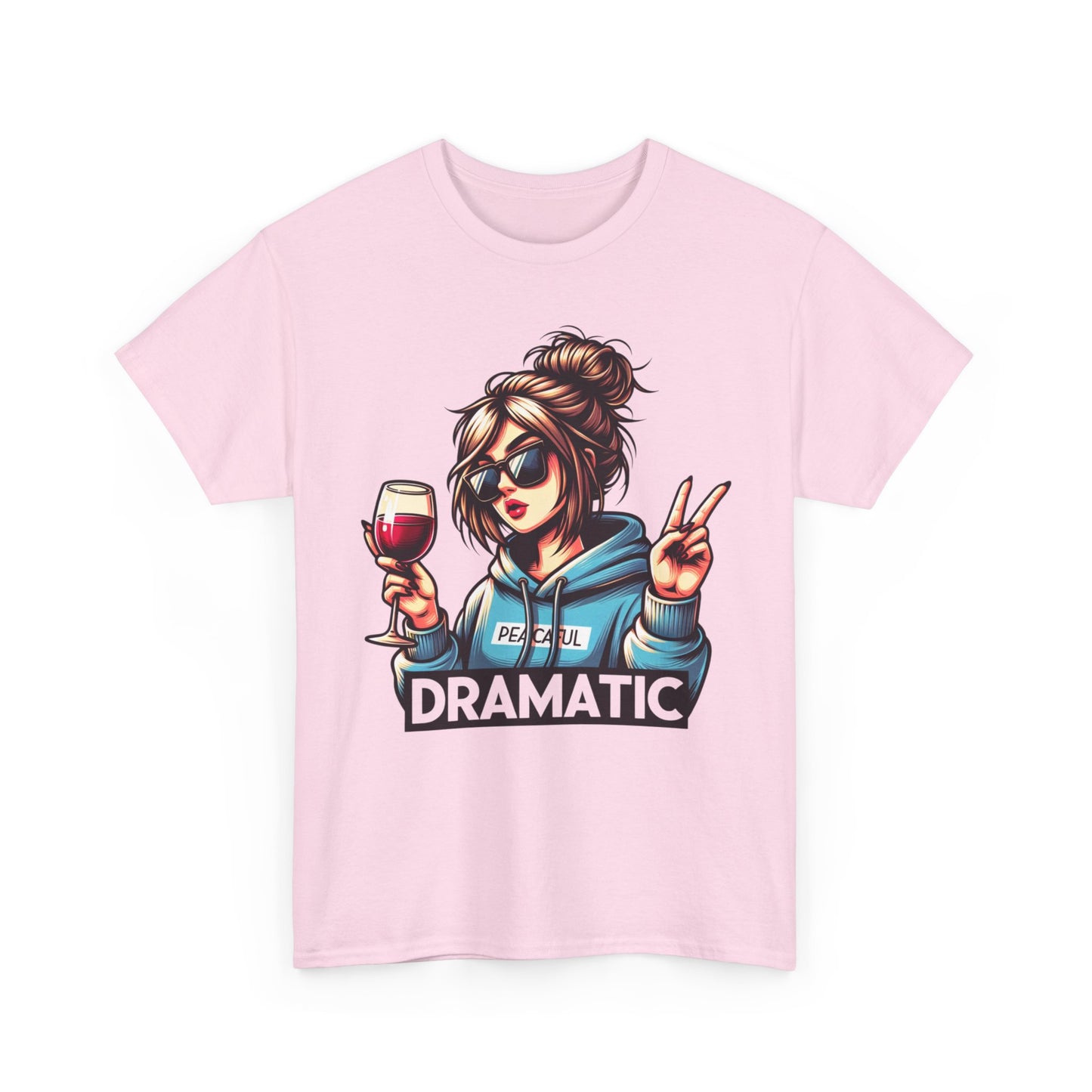 Dramatic Peaceful Wine Lover Tee - Unisex Heavy Cotton T-Shirt