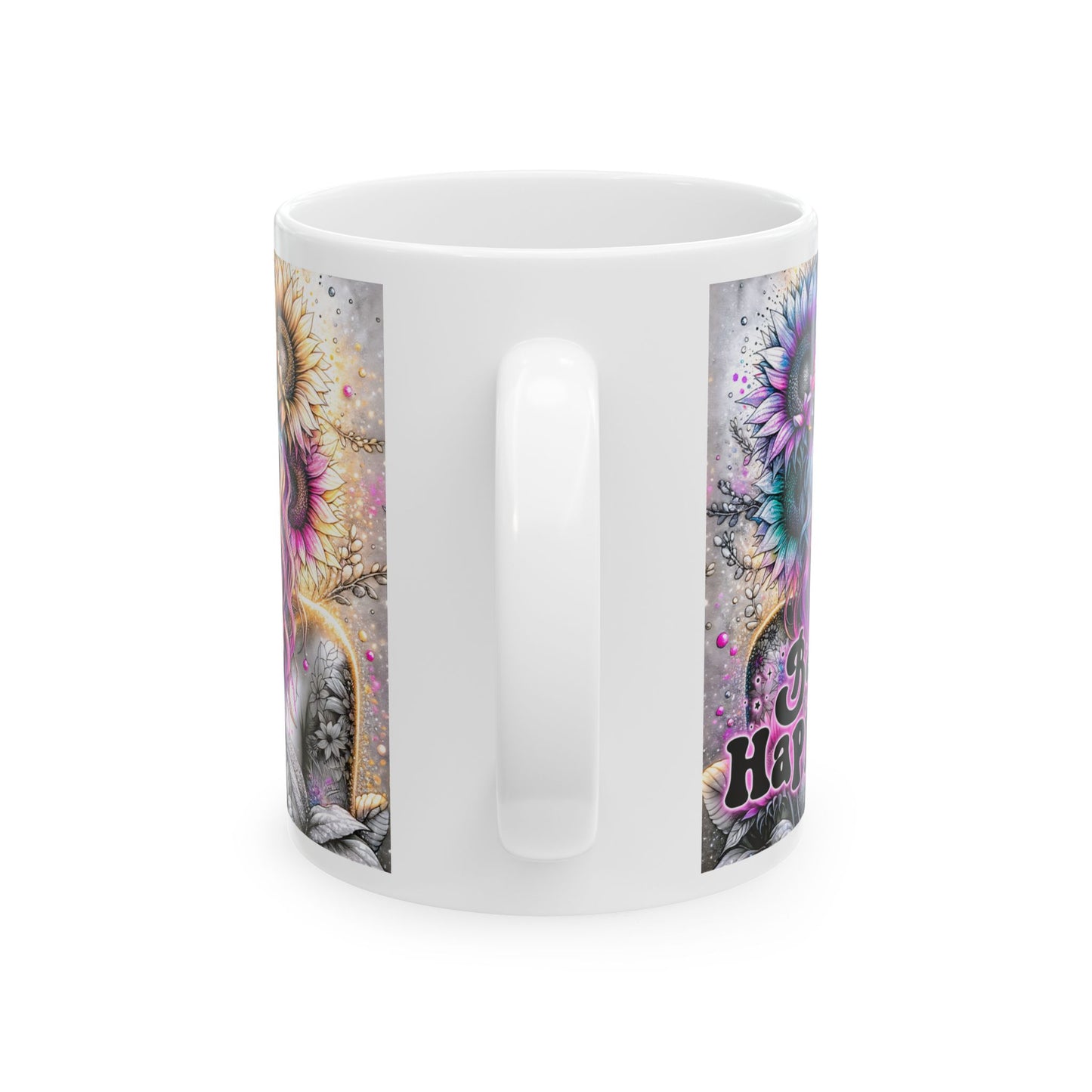Be Happy Ceramic Mug - Colorful Art Coffee Cup for Positive Vibes