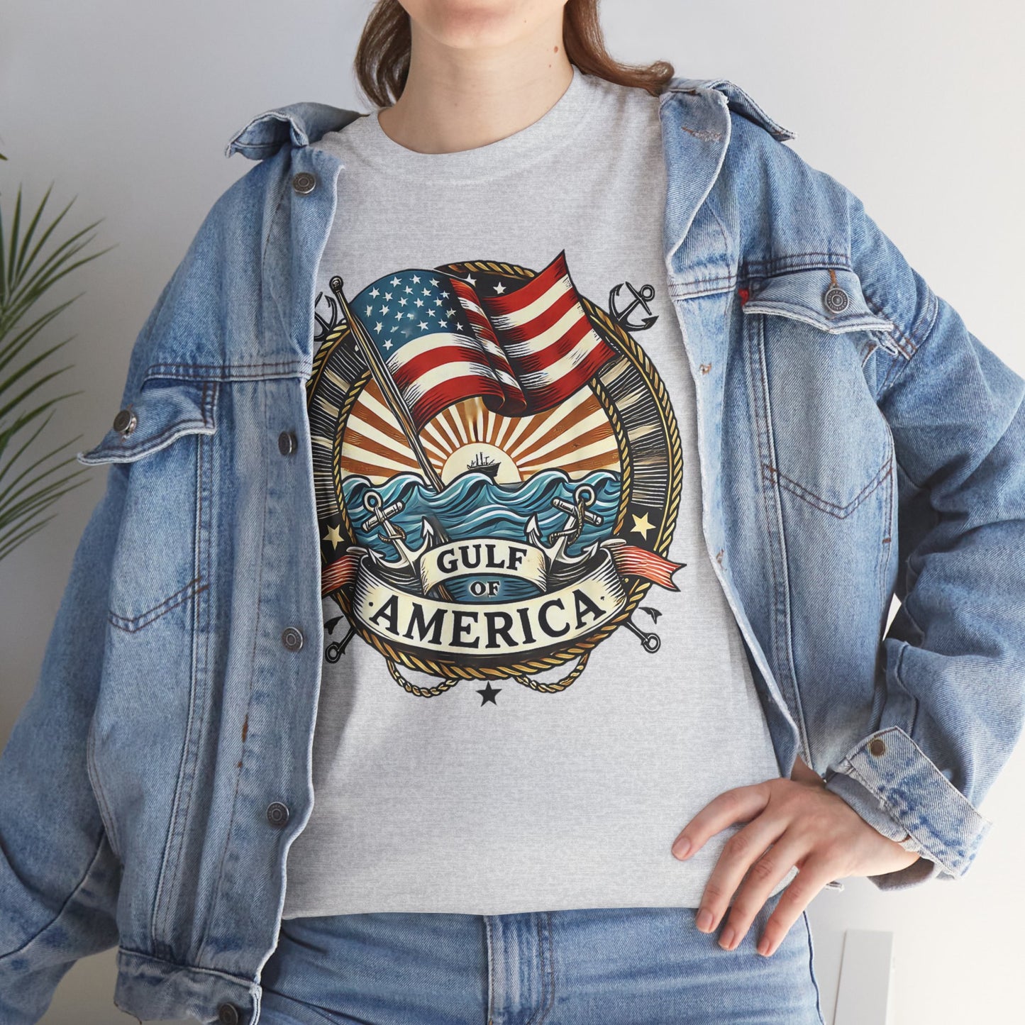 Heavy Cotton Tee "Gulf of America" Unisex - Vintage Patriotic Graphic T-Shirt