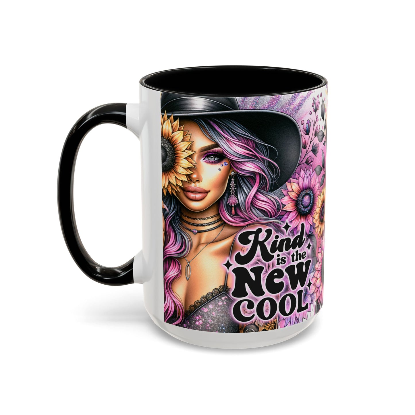 Floral Accent Mug - 15oz Kindness is the New Cool Coffee Cup