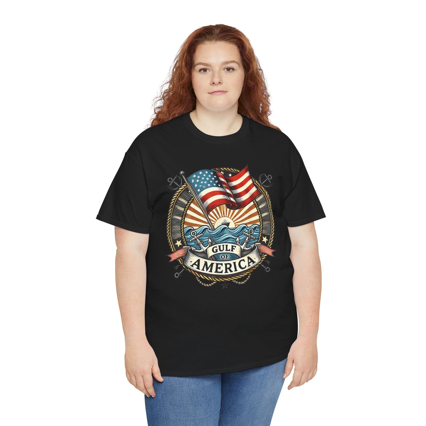 Heavy Cotton Tee "Gulf of America" Unisex - Vintage Patriotic Graphic T-Shirt