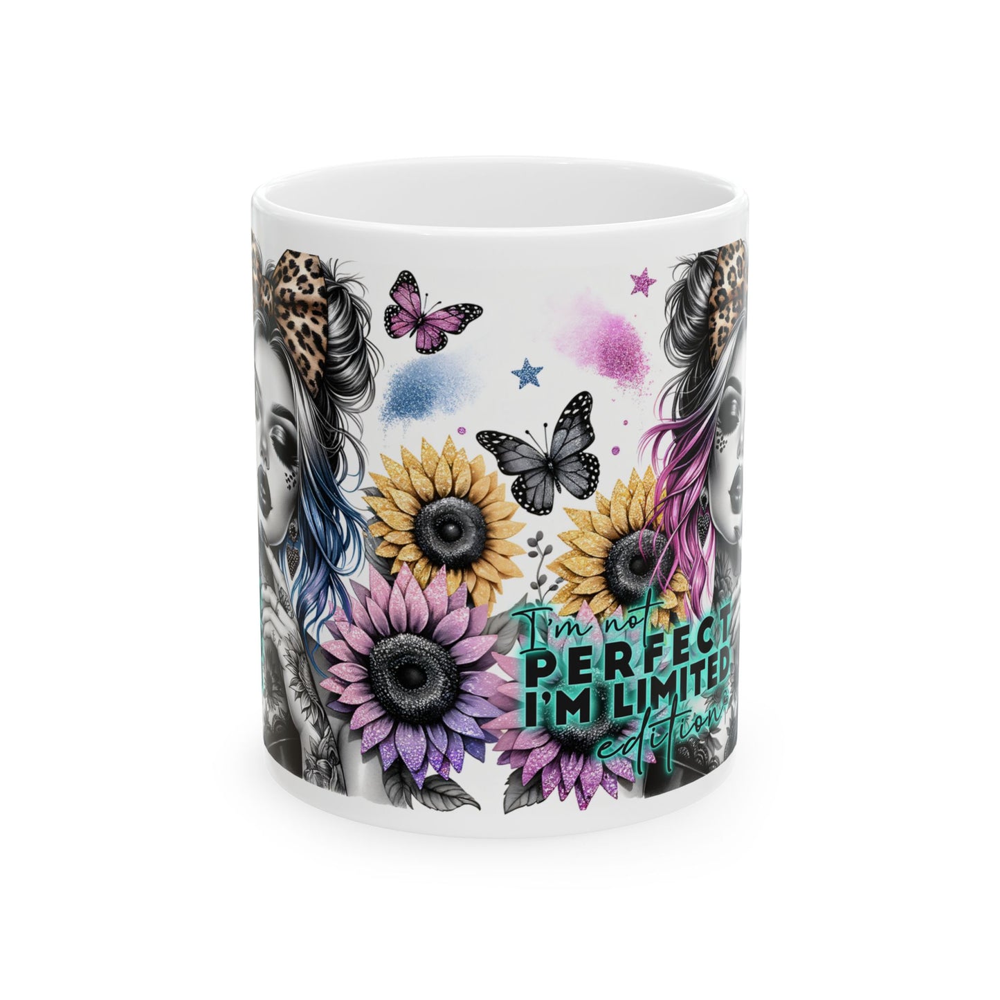 "I'm not perfect, I'm unlimited" Unique Floral Ceramic Mug