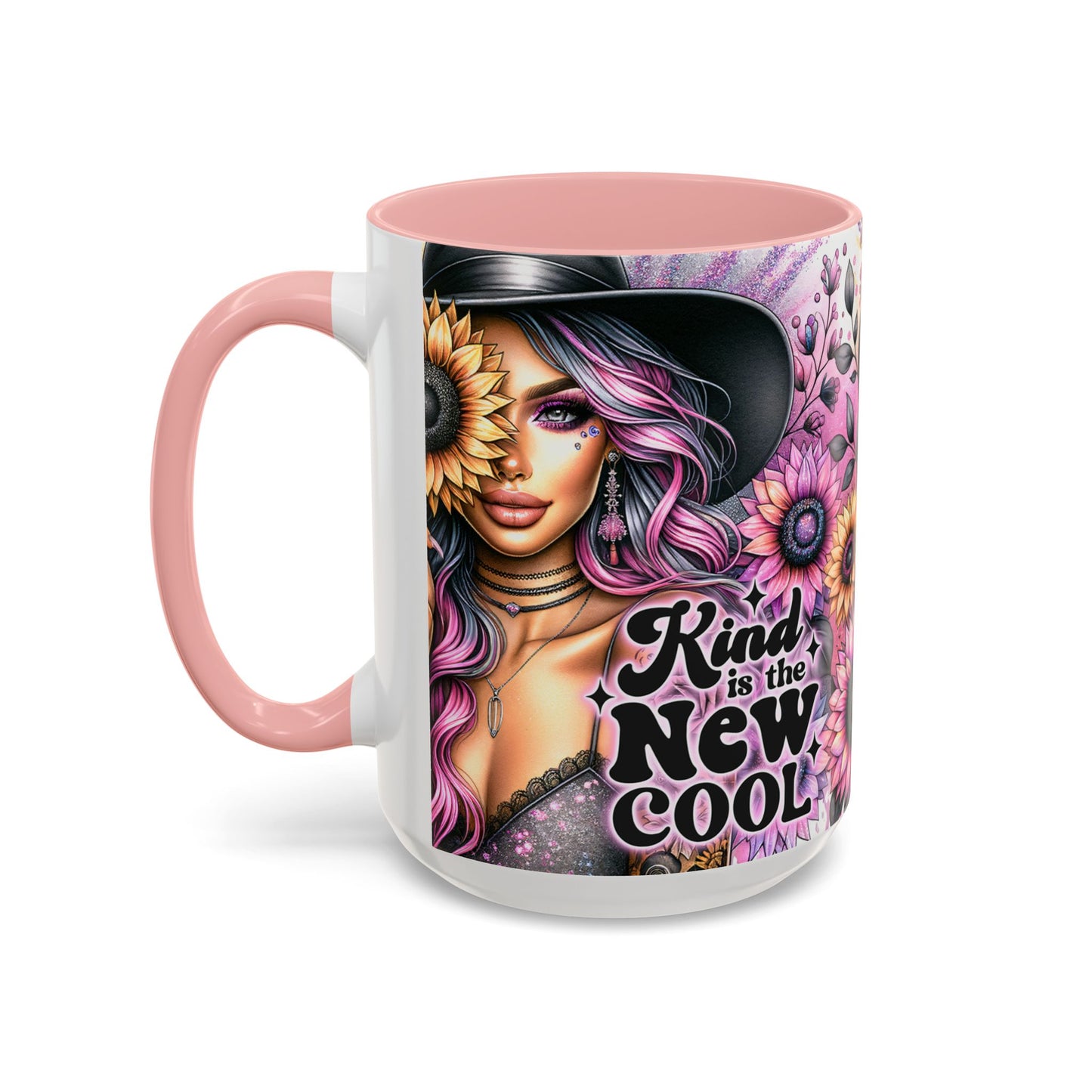 Floral Accent Mug - 15oz Kindness is the New Cool Coffee Cup