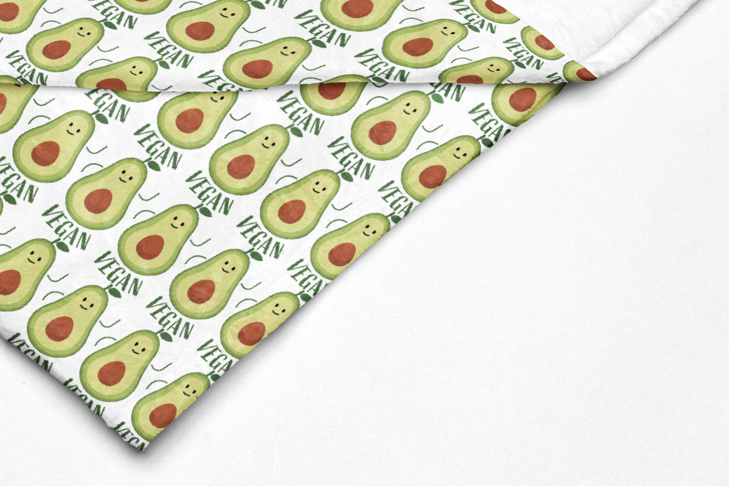 Plush Blanket - Vegan Avocado Pattern, Cute Cozy Colorful Funny Design