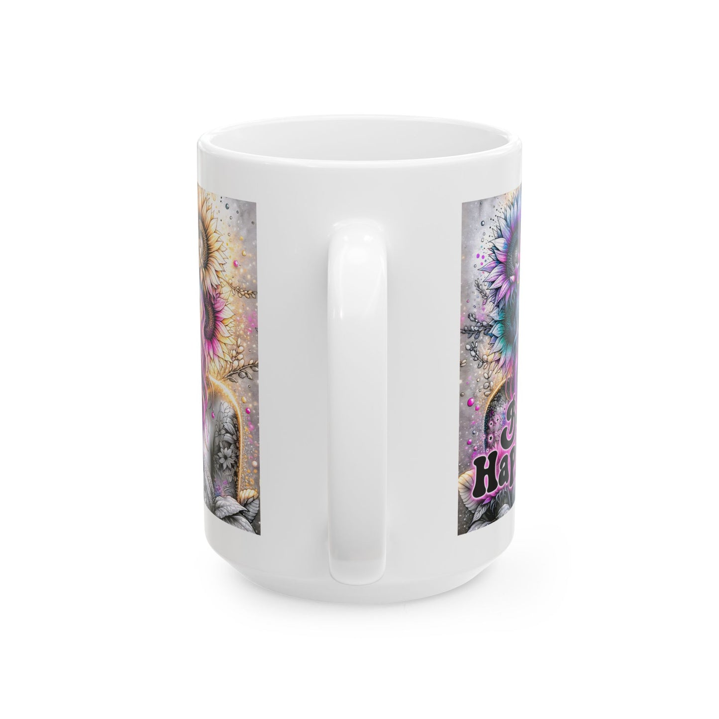 Be Happy Ceramic Mug - Colorful Art Coffee Cup for Positive Vibes