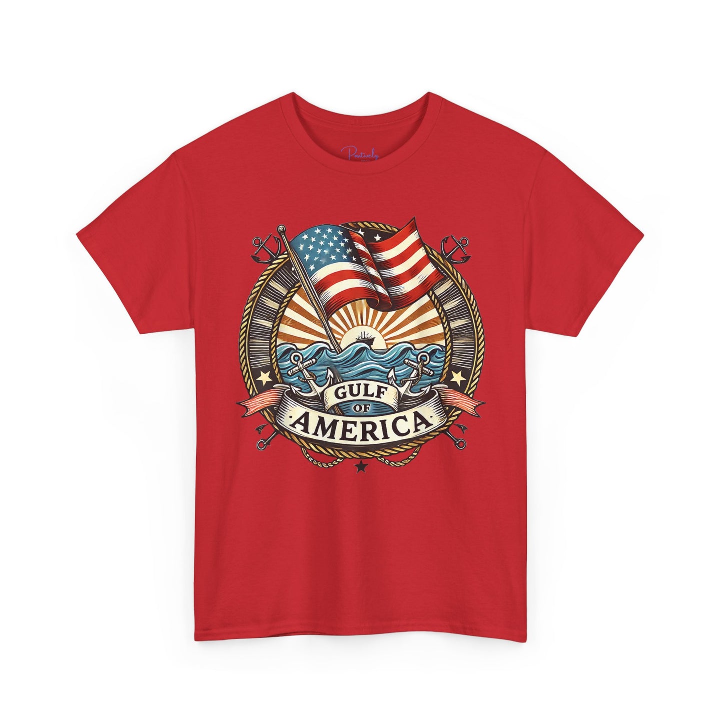 Heavy Cotton Tee "Gulf of America" Unisex - Vintage Patriotic Graphic T-Shirt