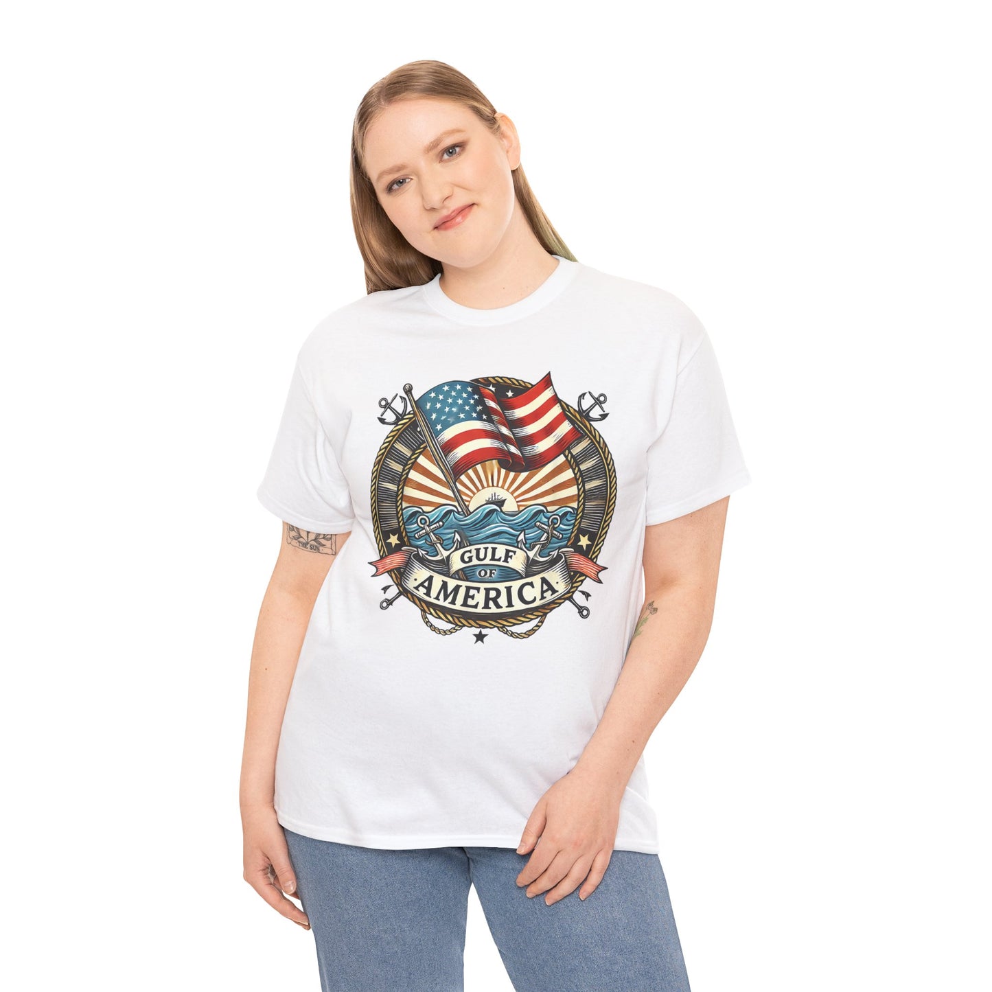 Heavy Cotton Tee "Gulf of America" Unisex - Vintage Patriotic Graphic T-Shirt