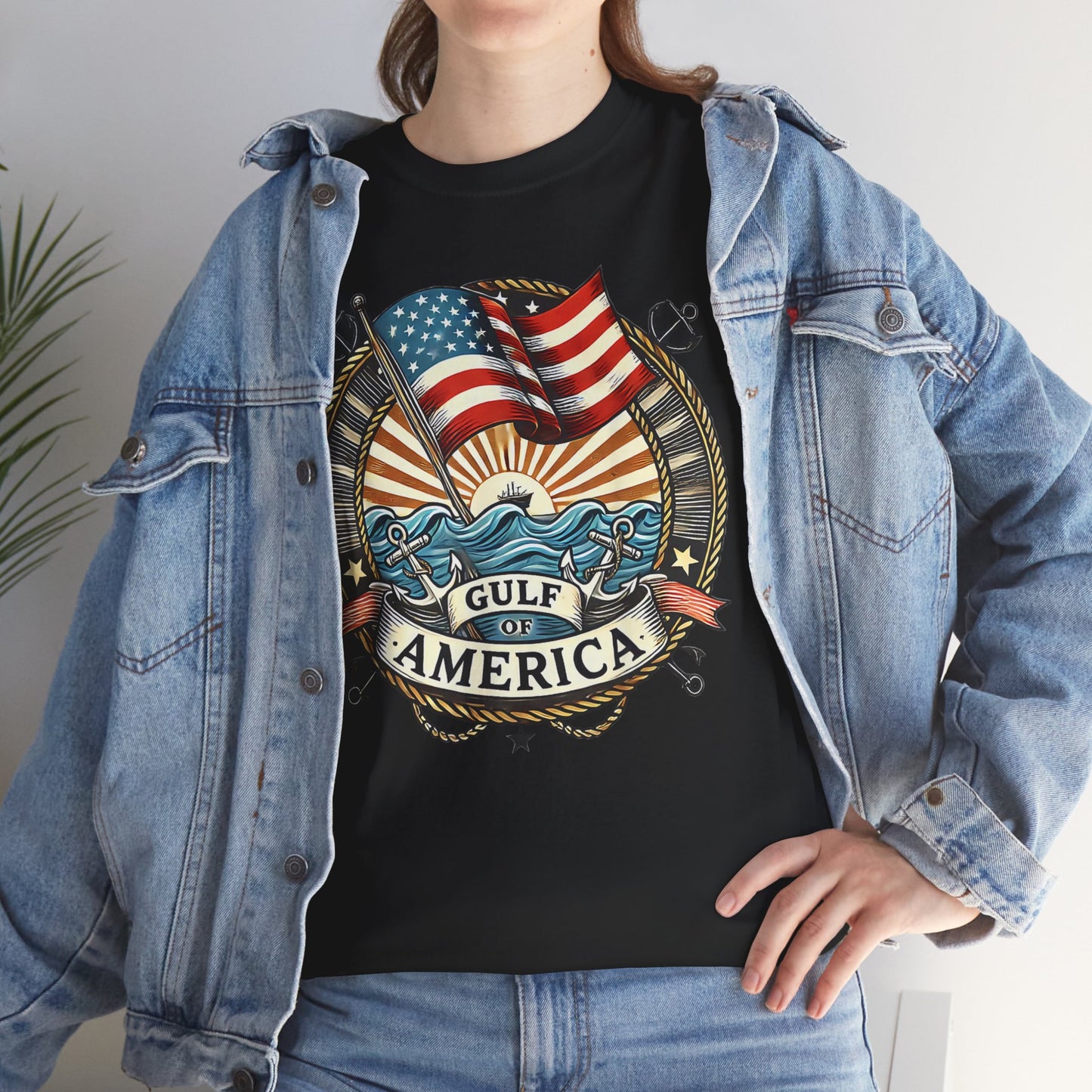 Heavy Cotton Tee "Gulf of America" Unisex - Vintage Patriotic Graphic T-Shirt