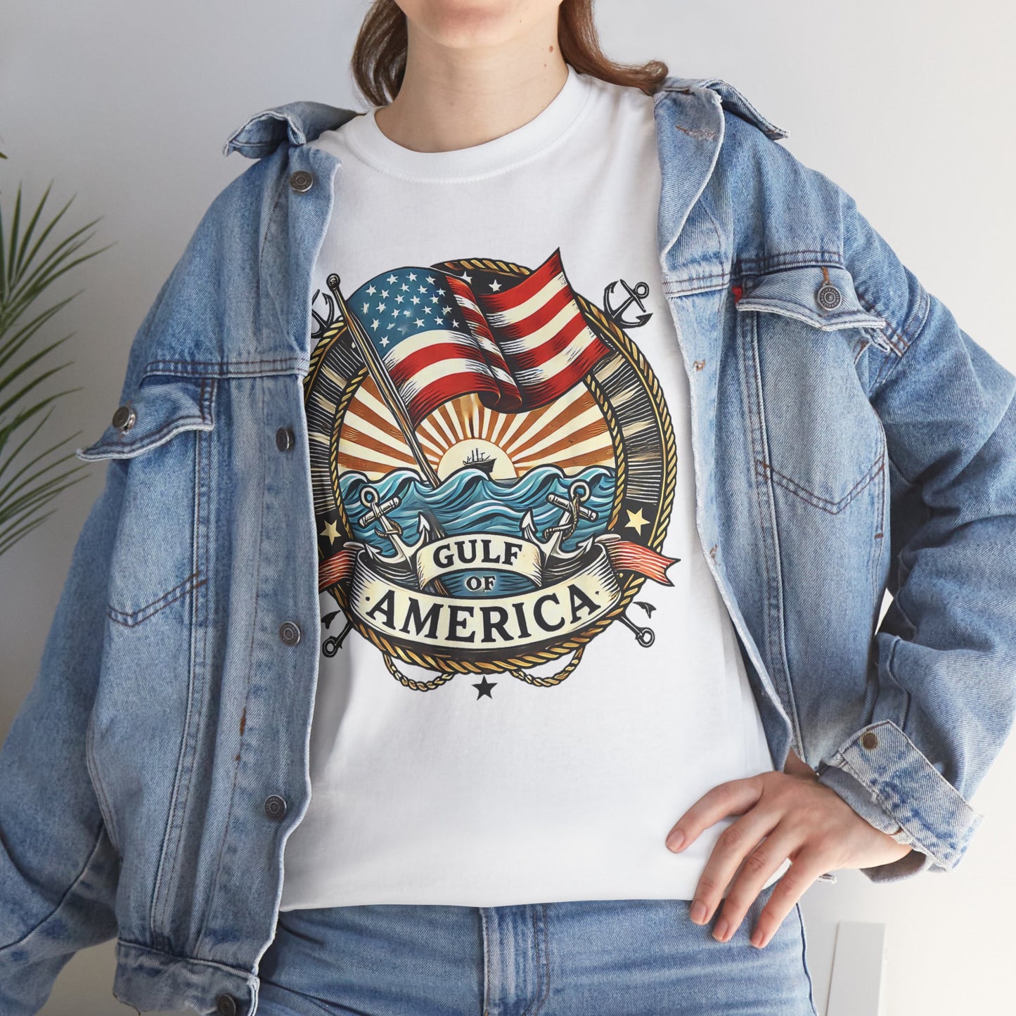Heavy Cotton Tee "Gulf of America" Unisex - Vintage Patriotic Graphic T-Shirt