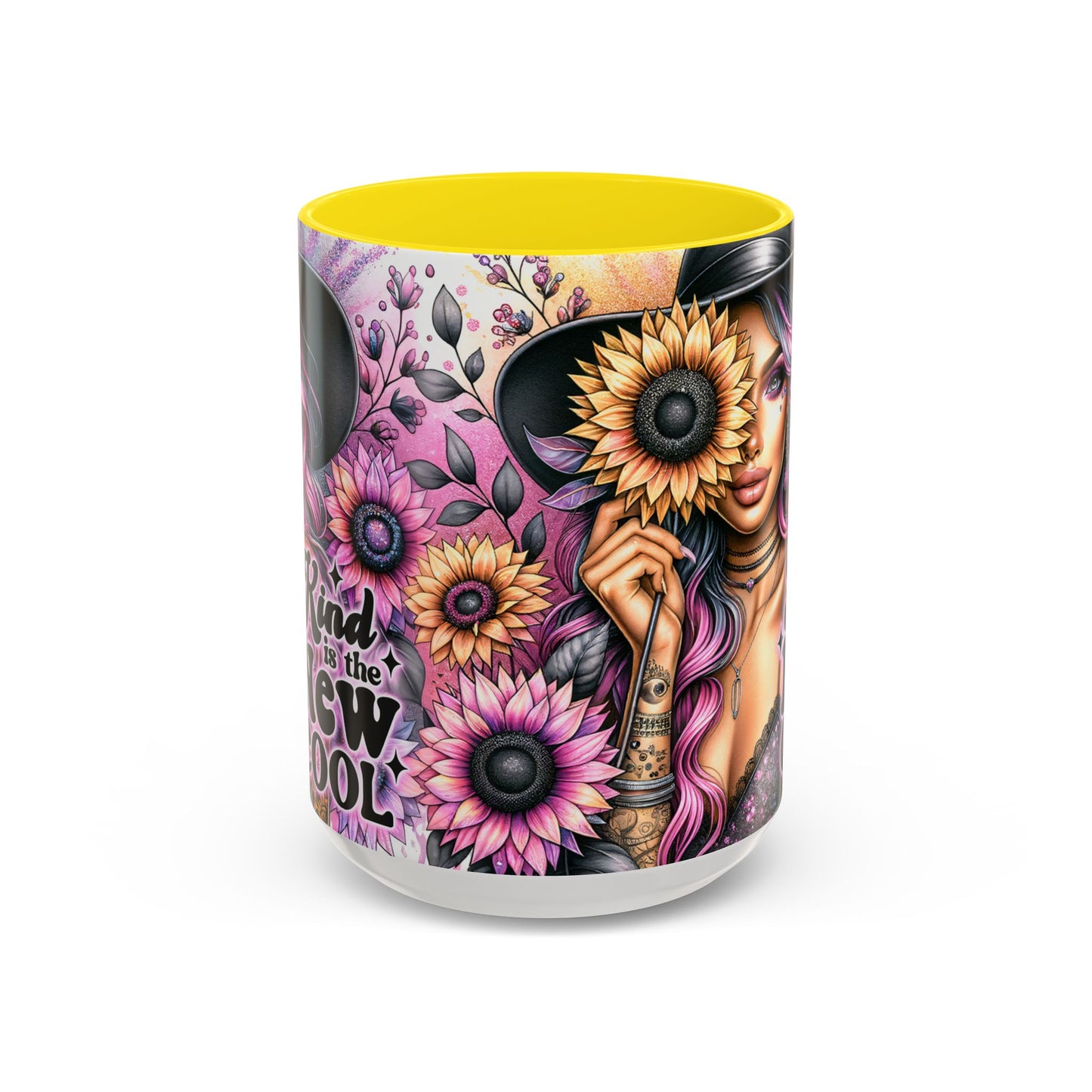 Floral Accent Mug - 15oz Kindness is the New Cool Coffee Cup