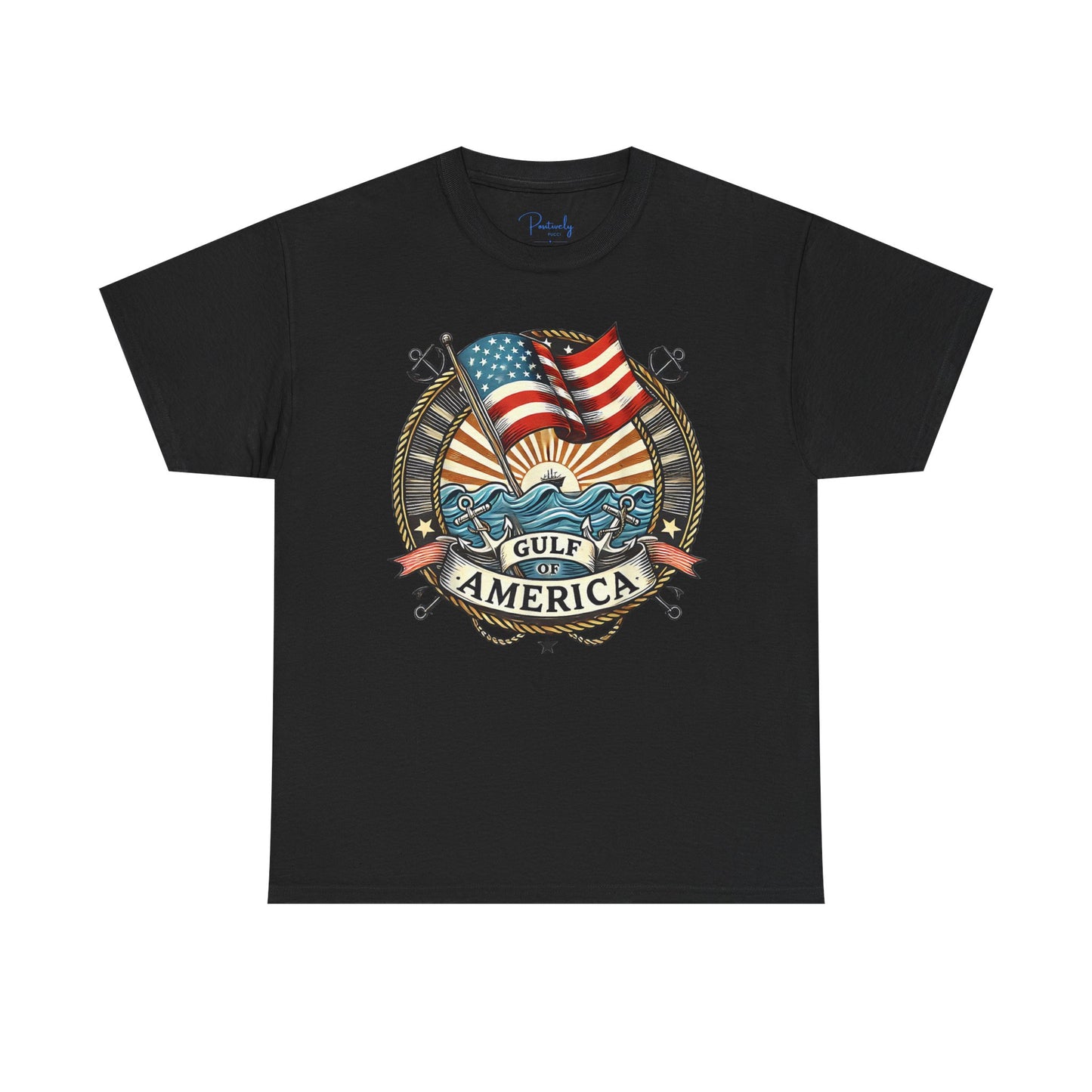 Heavy Cotton Tee "Gulf of America" Unisex - Vintage Patriotic Graphic T-Shirt