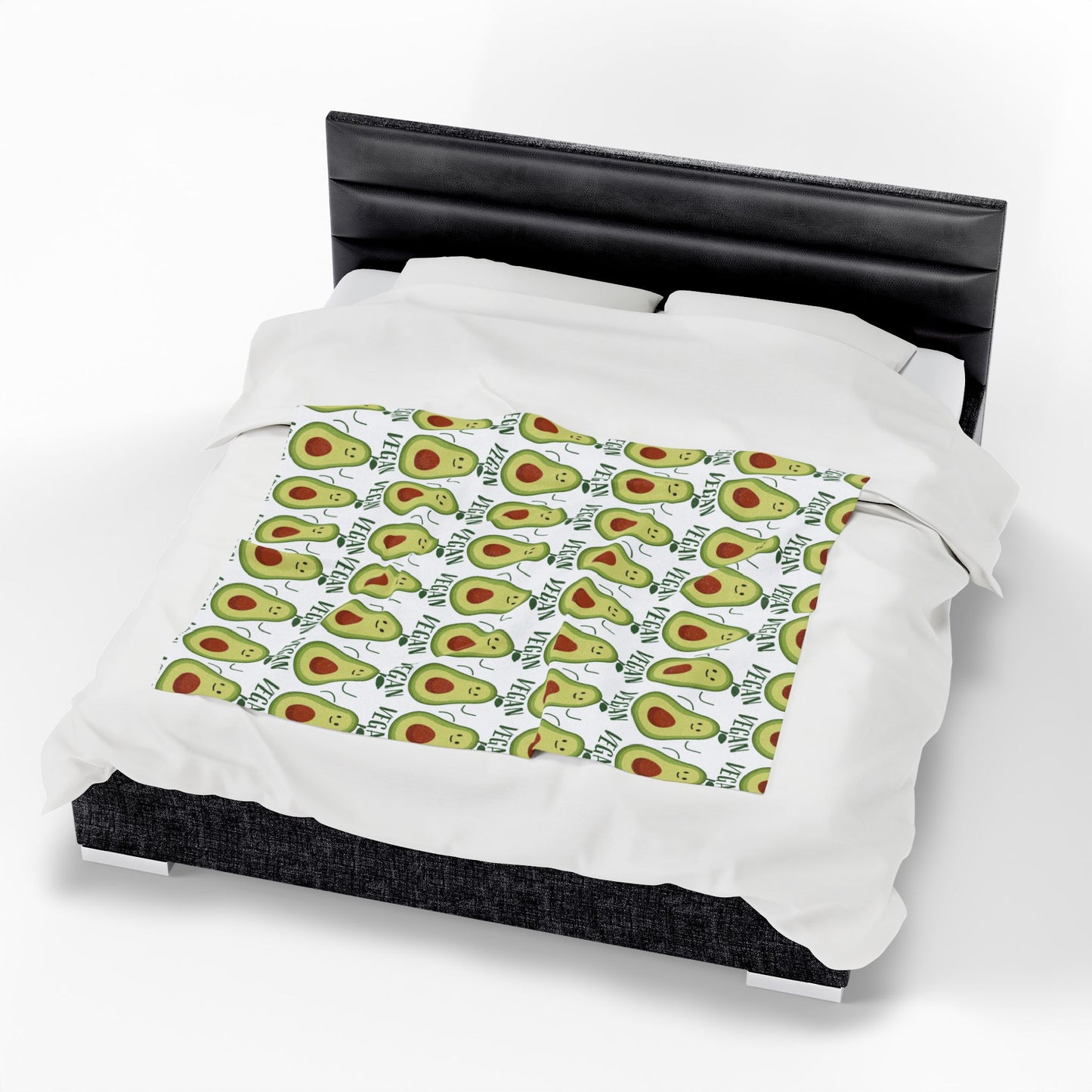 Plush Blanket - Vegan Avocado Pattern, Cute Cozy Colorful Funny Design