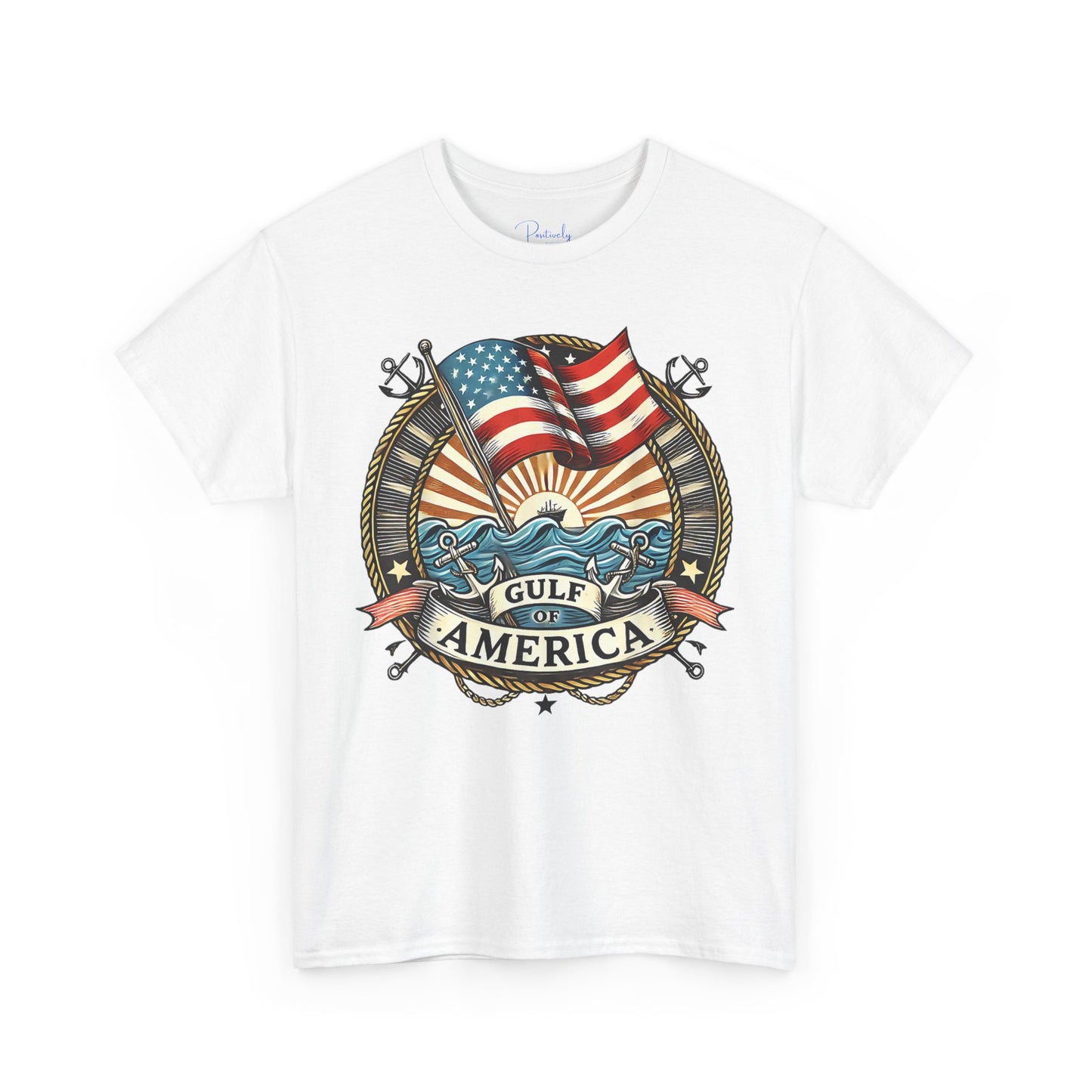 Heavy Cotton Tee "Gulf of America" Unisex - Vintage Patriotic Graphic T-Shirt