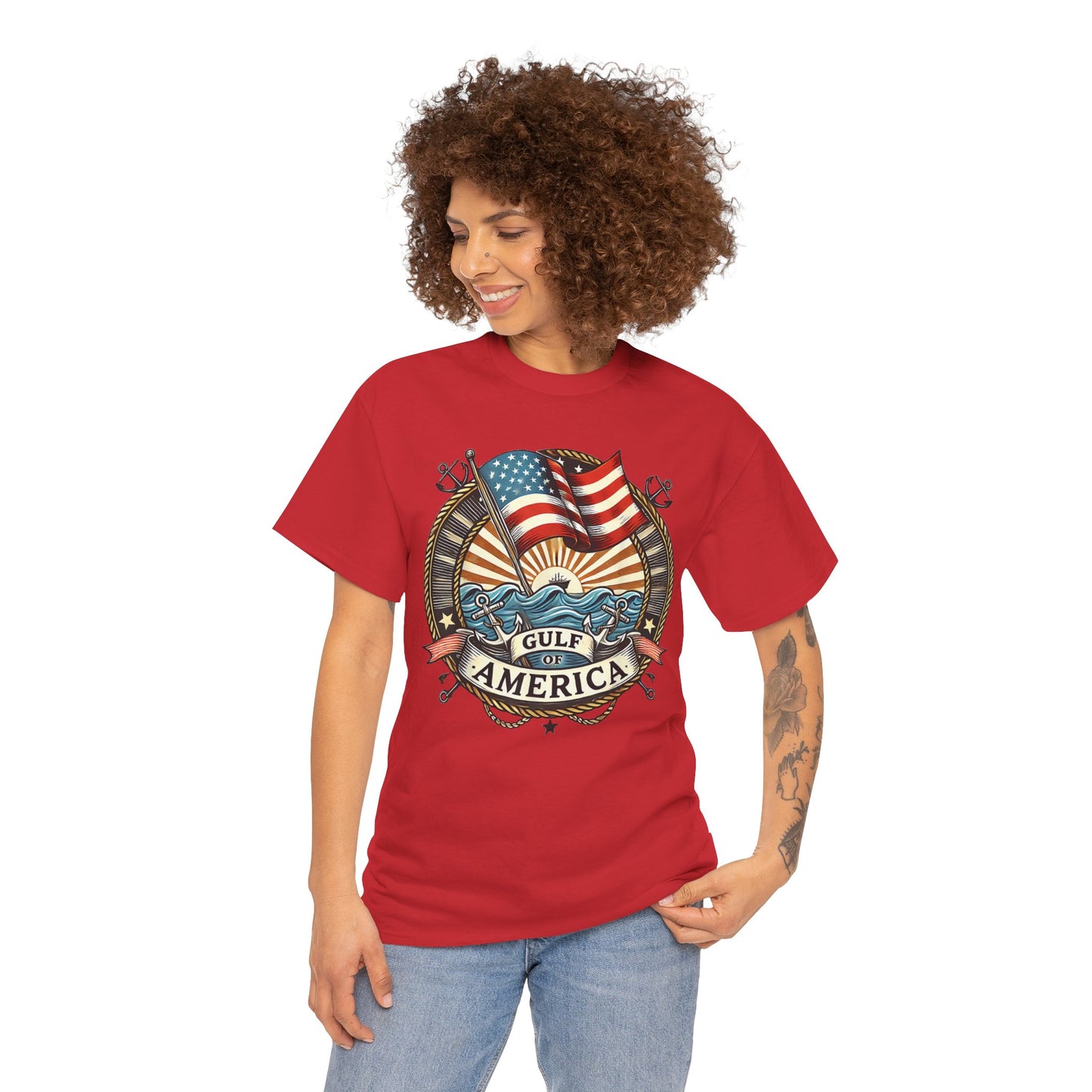 Heavy Cotton Tee "Gulf of America" Unisex - Vintage Patriotic Graphic T-Shirt
