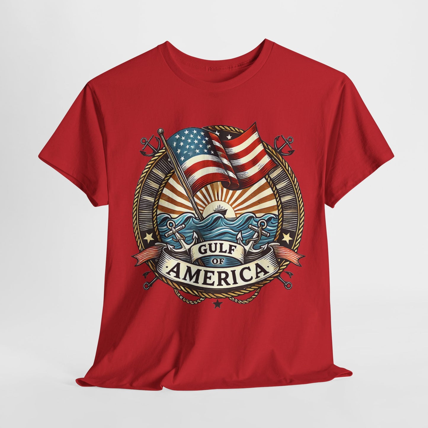 Heavy Cotton Tee "Gulf of America" Unisex - Vintage Patriotic Graphic T-Shirt