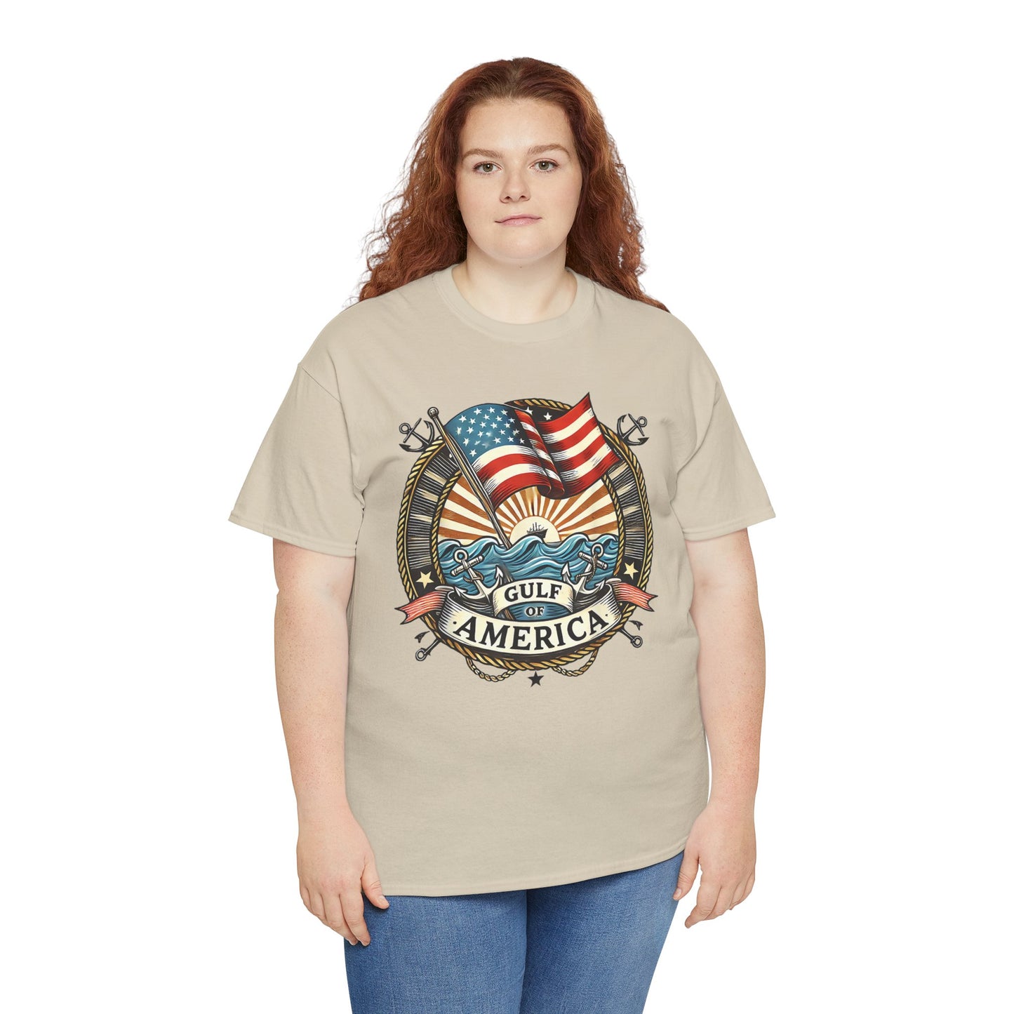 Heavy Cotton Tee "Gulf of America"  Unisex  - Vintage Patriotic Graphic T-Shirt