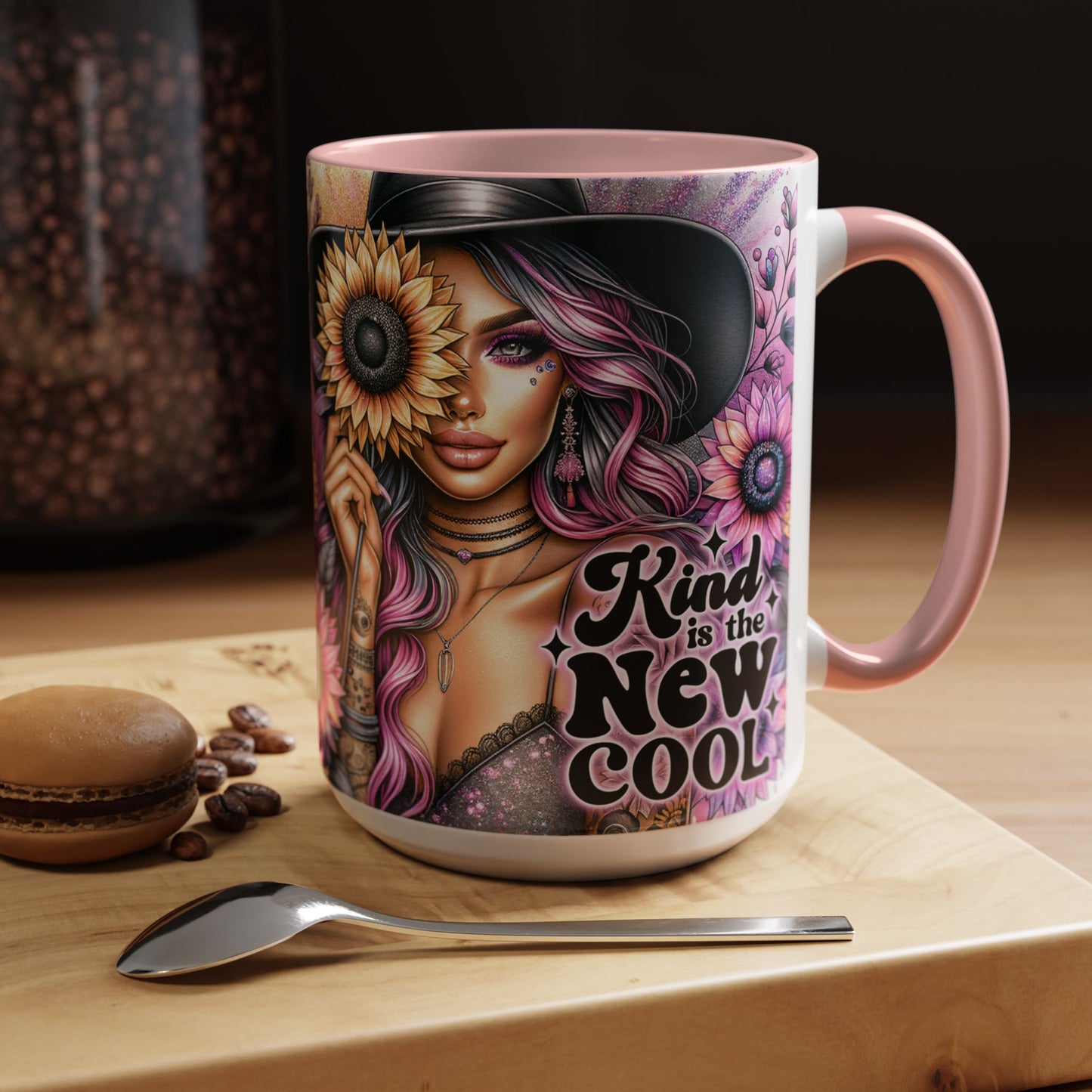 Floral Accent Mug - 15oz Kindness is the New Cool Coffee Cup