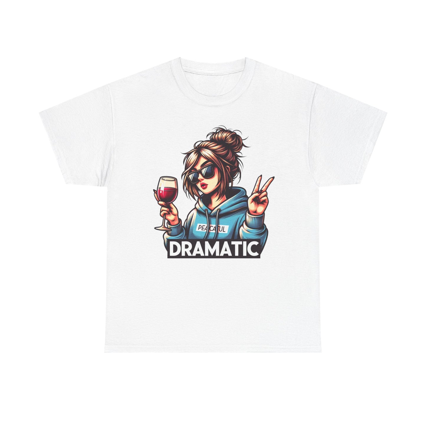 Dramatic Peaceful Wine Lover Tee - Unisex Heavy Cotton T-Shirt