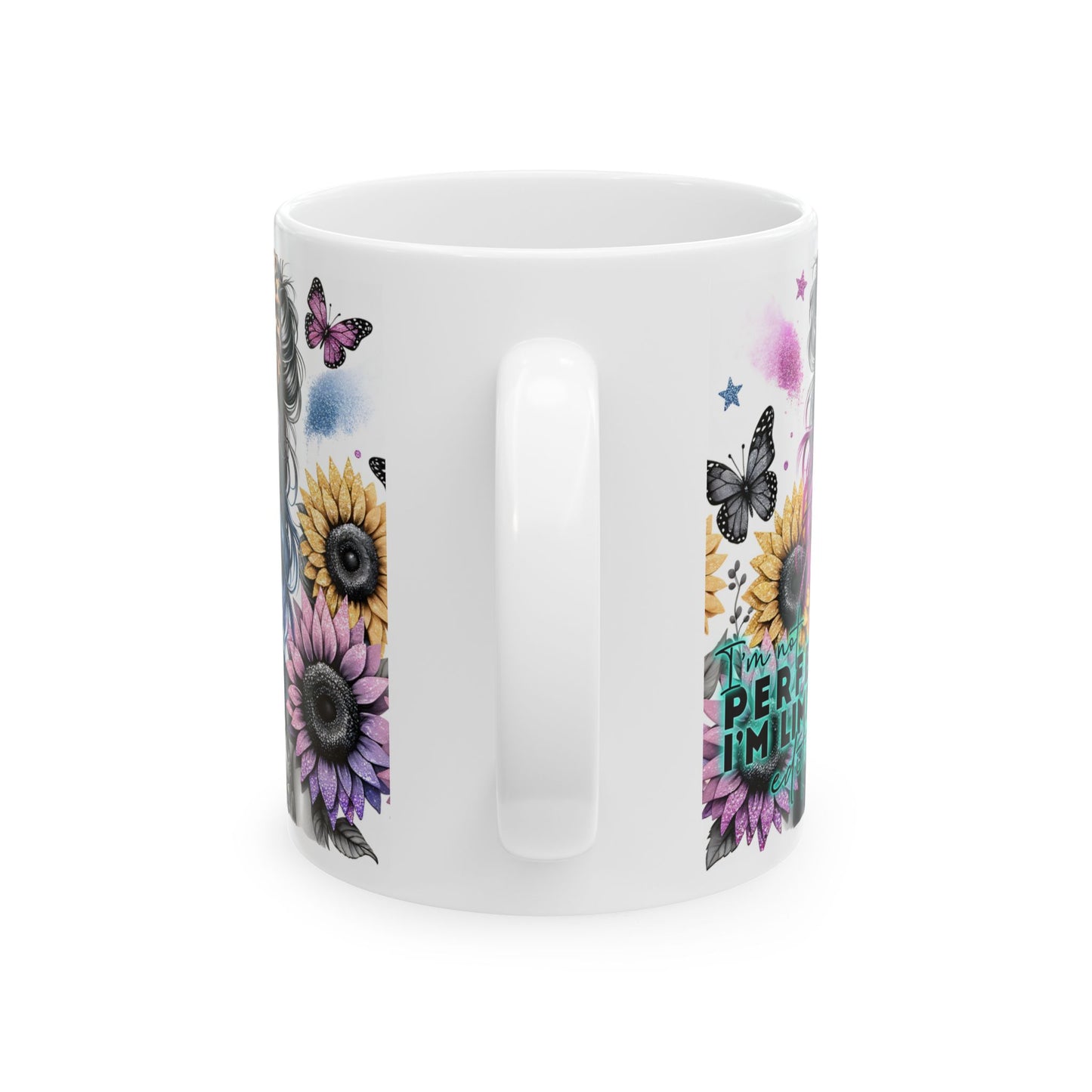 "I'm not perfect, I'm unlimited" Unique Floral Ceramic Mug
