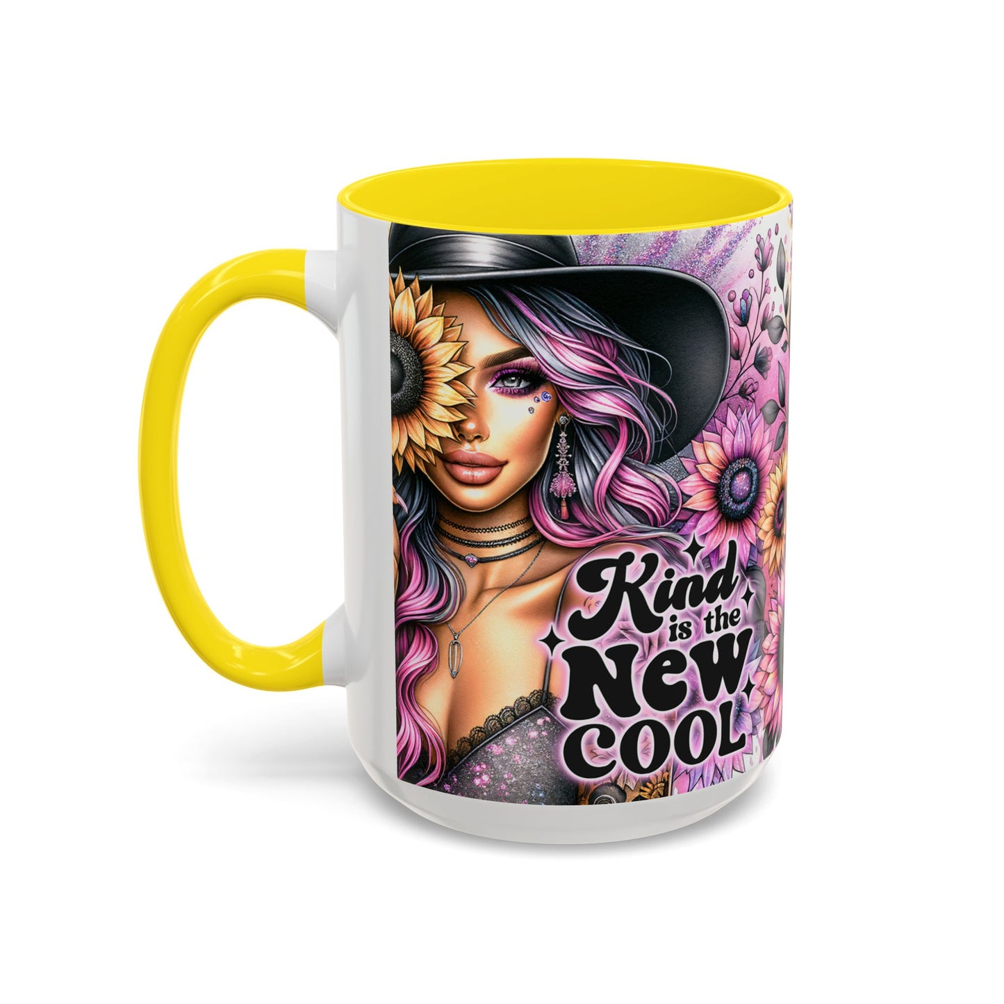Floral Accent Mug - 15oz Kindness is the New Cool Coffee Cup