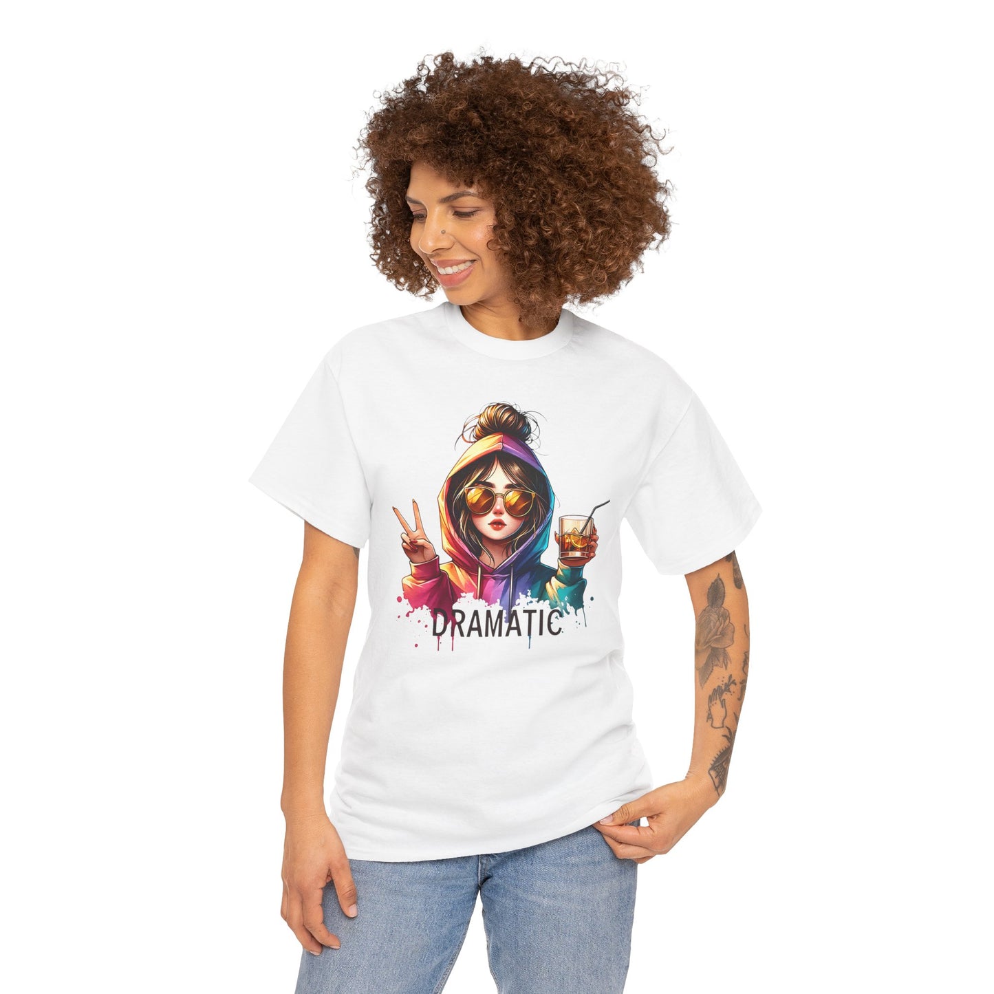 Colorful Cotton Tee - Trendy and Dramatic Design