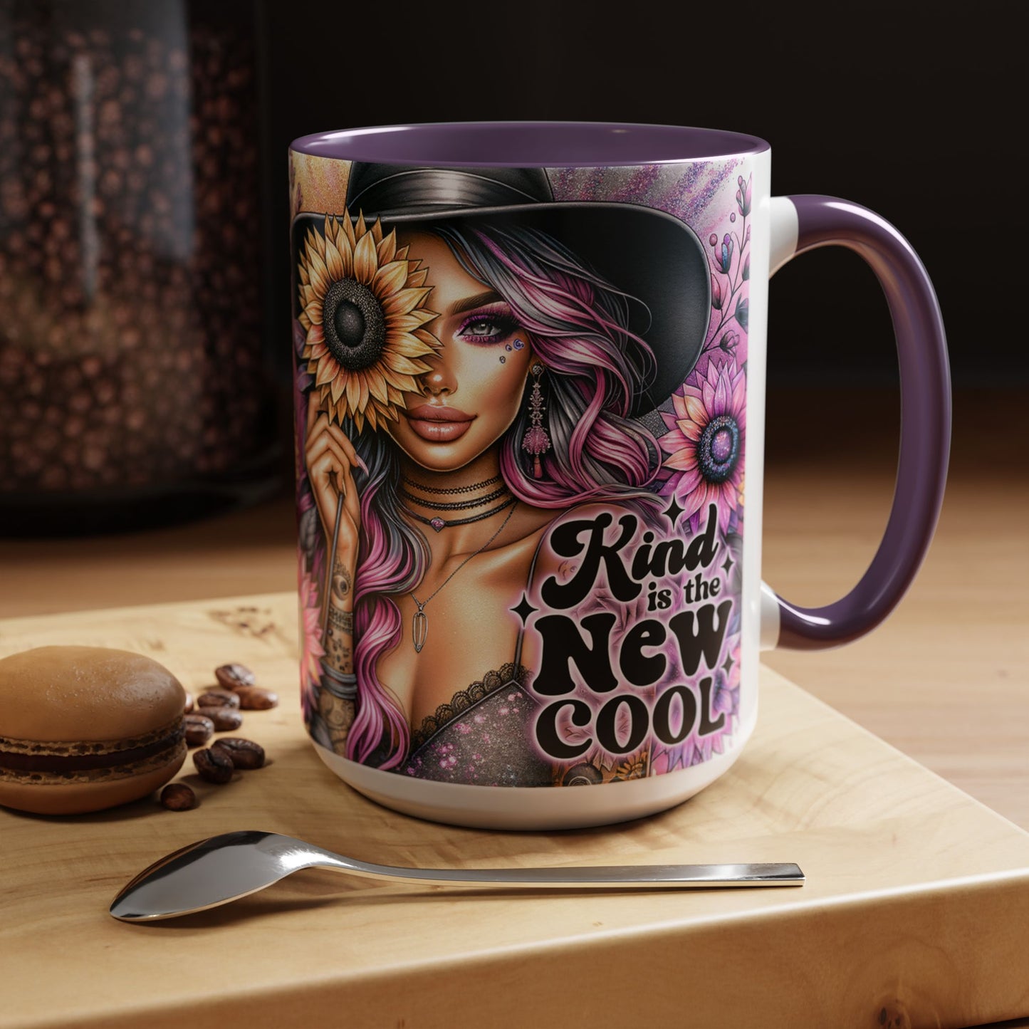 Floral Accent Mug - 15oz Kindness is the New Cool Coffee Cup