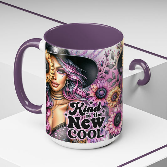 Floral Accent Mug - 15oz Kindness is the New Cool Coffee Cup