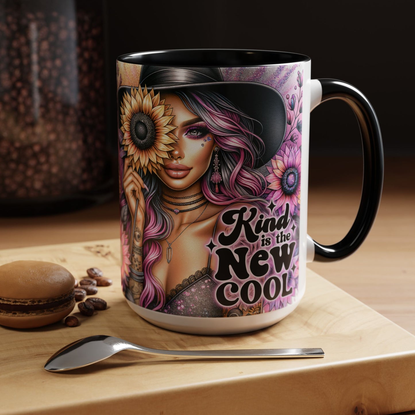 Floral Accent Mug - 15oz Kindness is the New Cool Coffee Cup