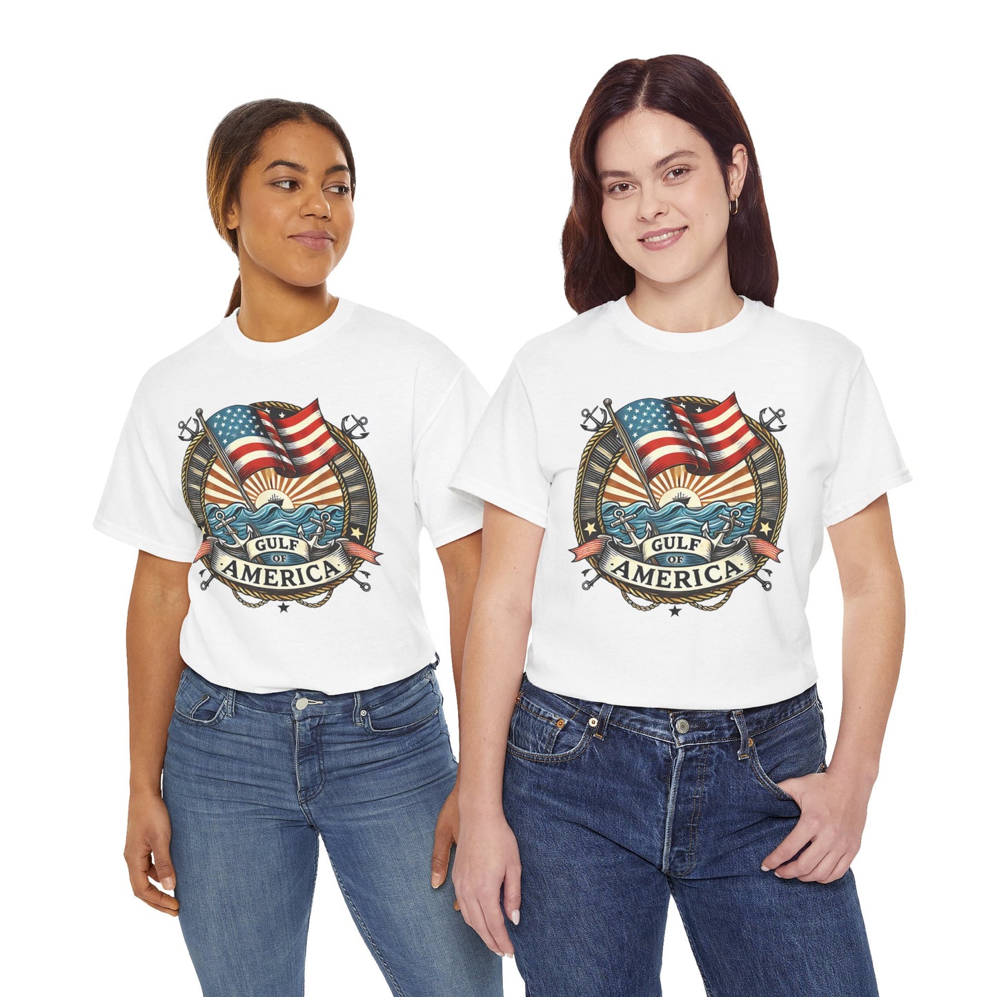Heavy Cotton Tee "Gulf of America"  Unisex  - Vintage Patriotic Graphic T-Shirt Men's