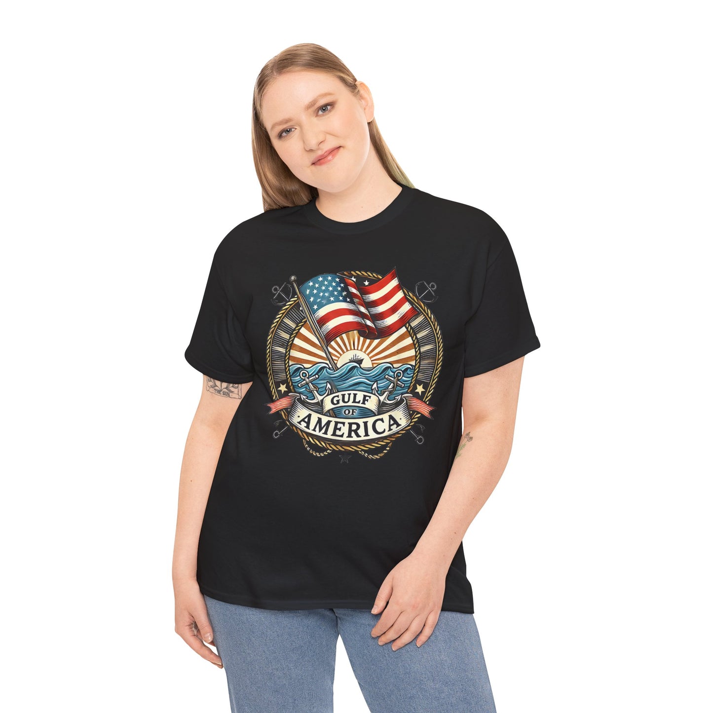 Heavy Cotton Tee "Gulf of America"  Unisex  - Vintage Patriotic Graphic T-Shirt