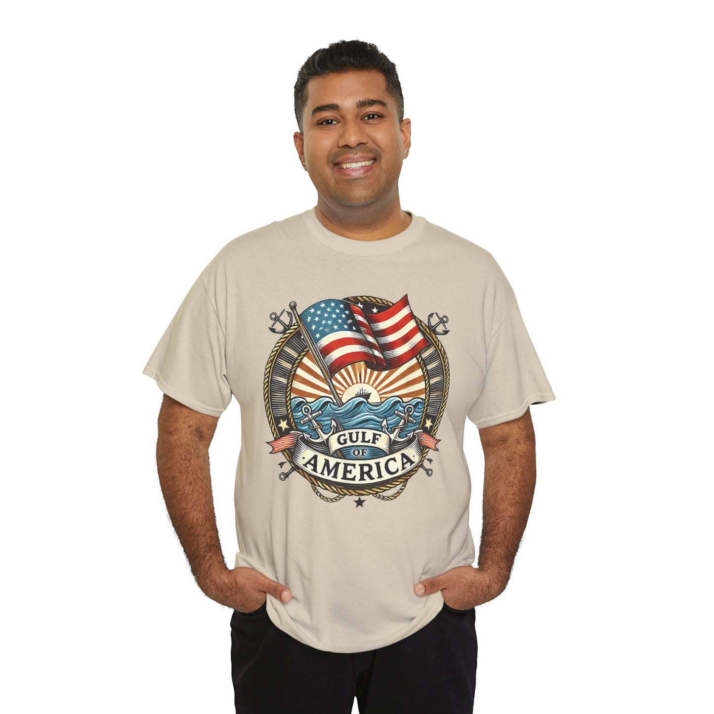 Heavy Cotton Tee "Gulf of America"  Unisex  - Vintage Patriotic Graphic T-Shirt Men's