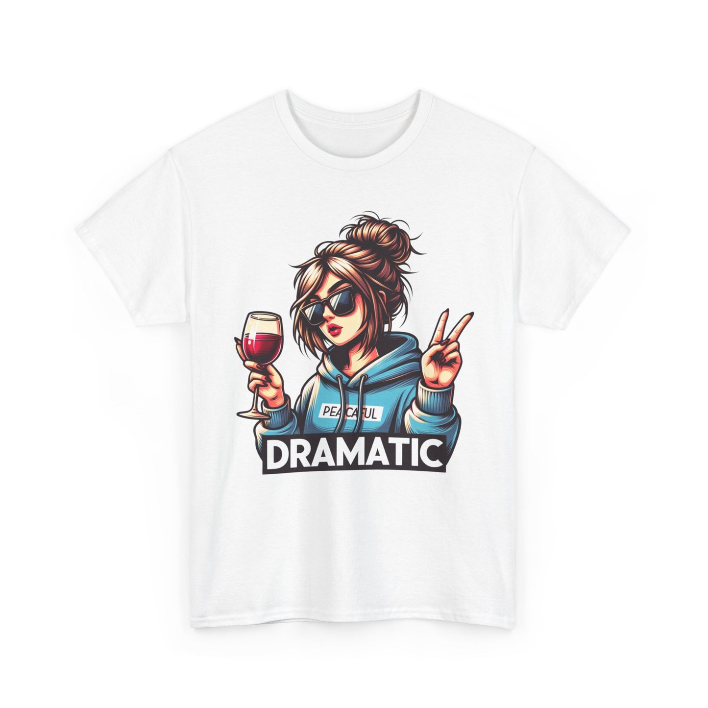 Dramatic Peaceful Wine Lover Tee - Unisex Heavy Cotton T-Shirt