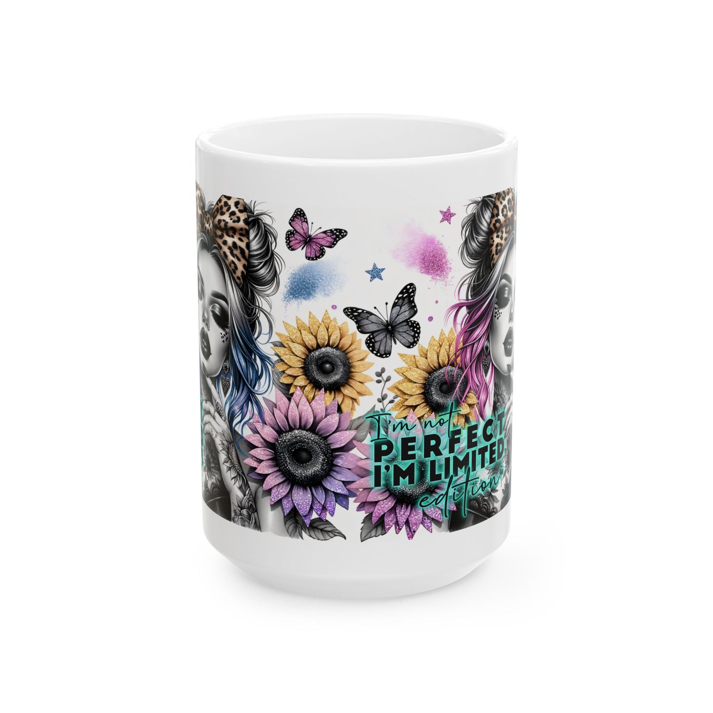 "I'm not perfect, I'm unlimited" Unique Floral Ceramic Mug