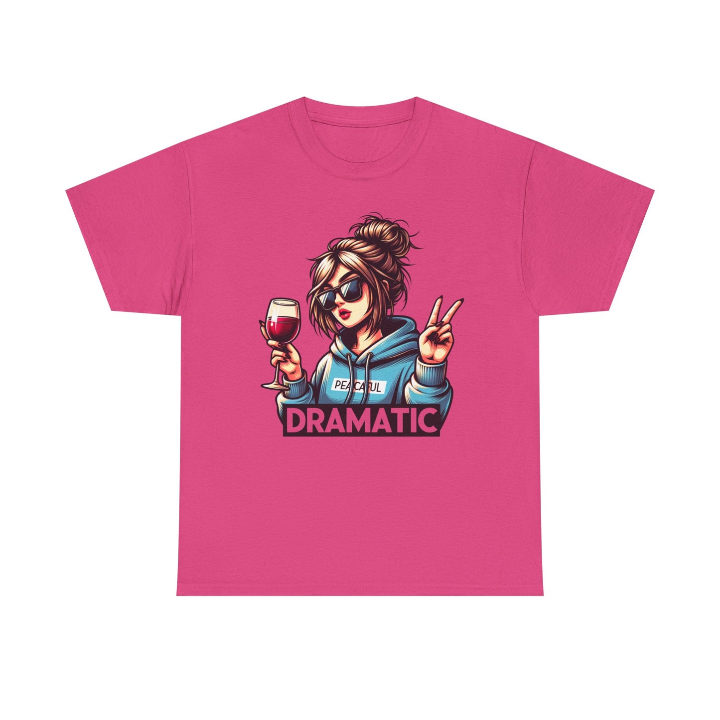 Dramatic Peaceful Wine Lover Tee - Unisex Heavy Cotton T-Shirt