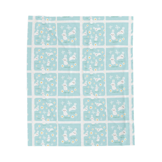 Velveteen Plush Blanket - Cute Bunny for Cozy Nights Whimsical Easter