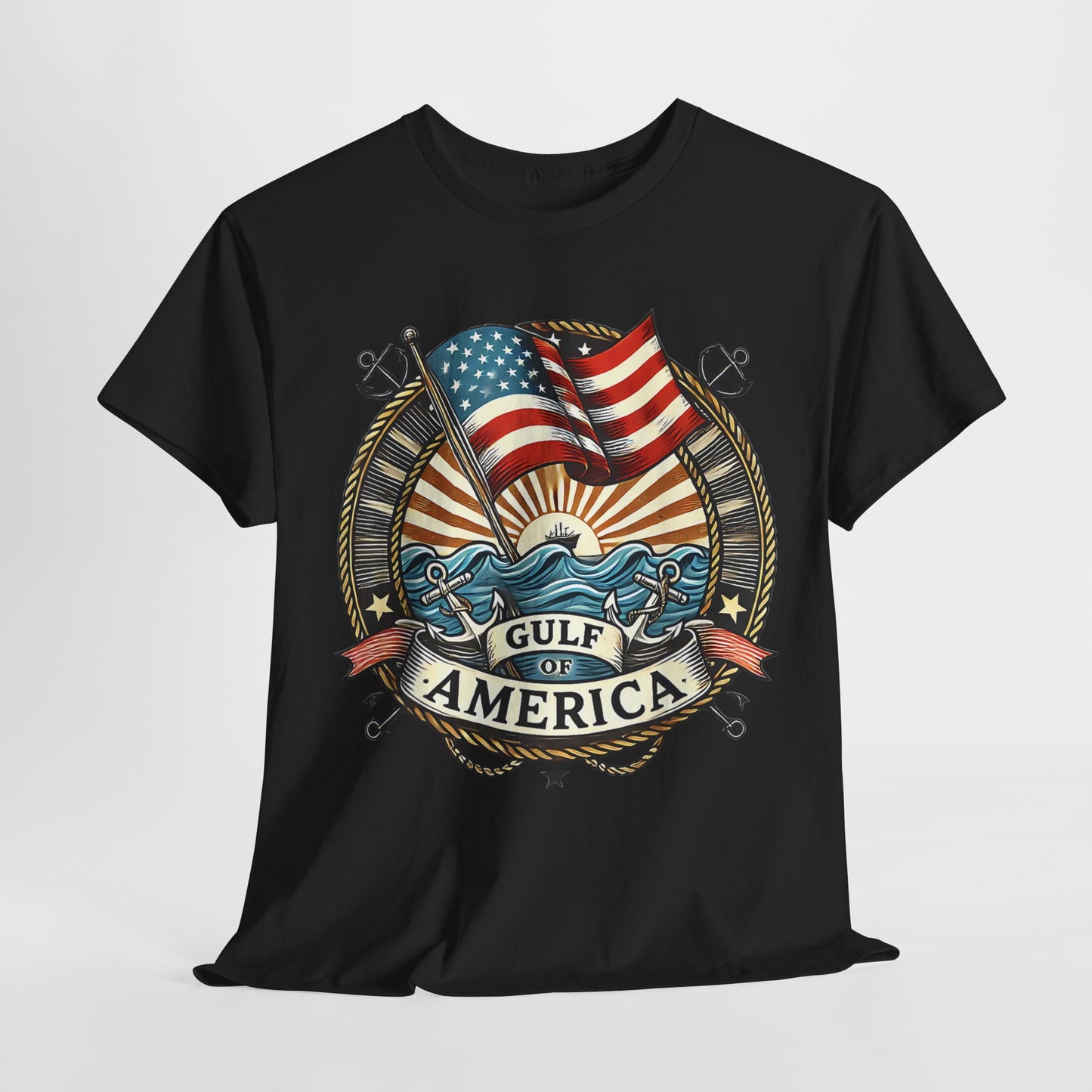 Heavy Cotton Tee "Gulf of America"  Unisex  - Vintage Patriotic Graphic T-Shirt